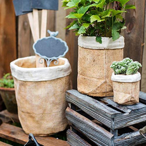 Rustic Reach Paper Bag Style Concrete Garden Pot - Decorative Planters for Indoor & Outdoor Plants, Succulents, Flowers - Perfect for Patio, Balcony, and Home Decor