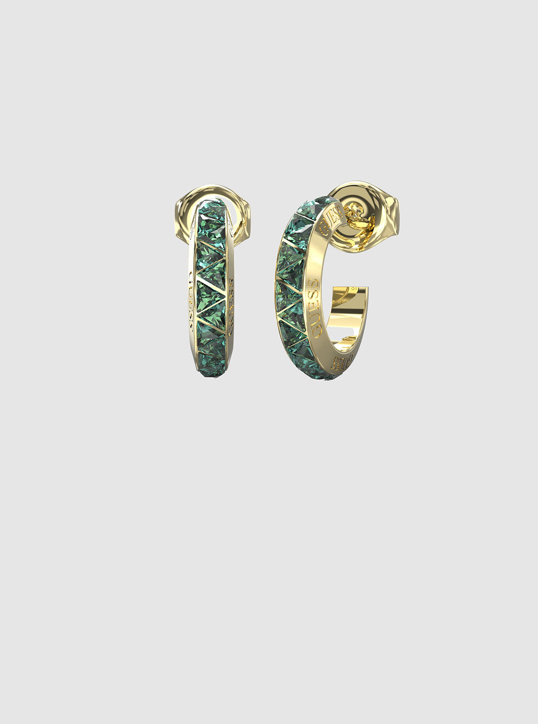 Green Crystal Triangle Hoop Earrings for Women - Trendy Geometric Dangle Earrings for Party, Wedding & Everyday Wear