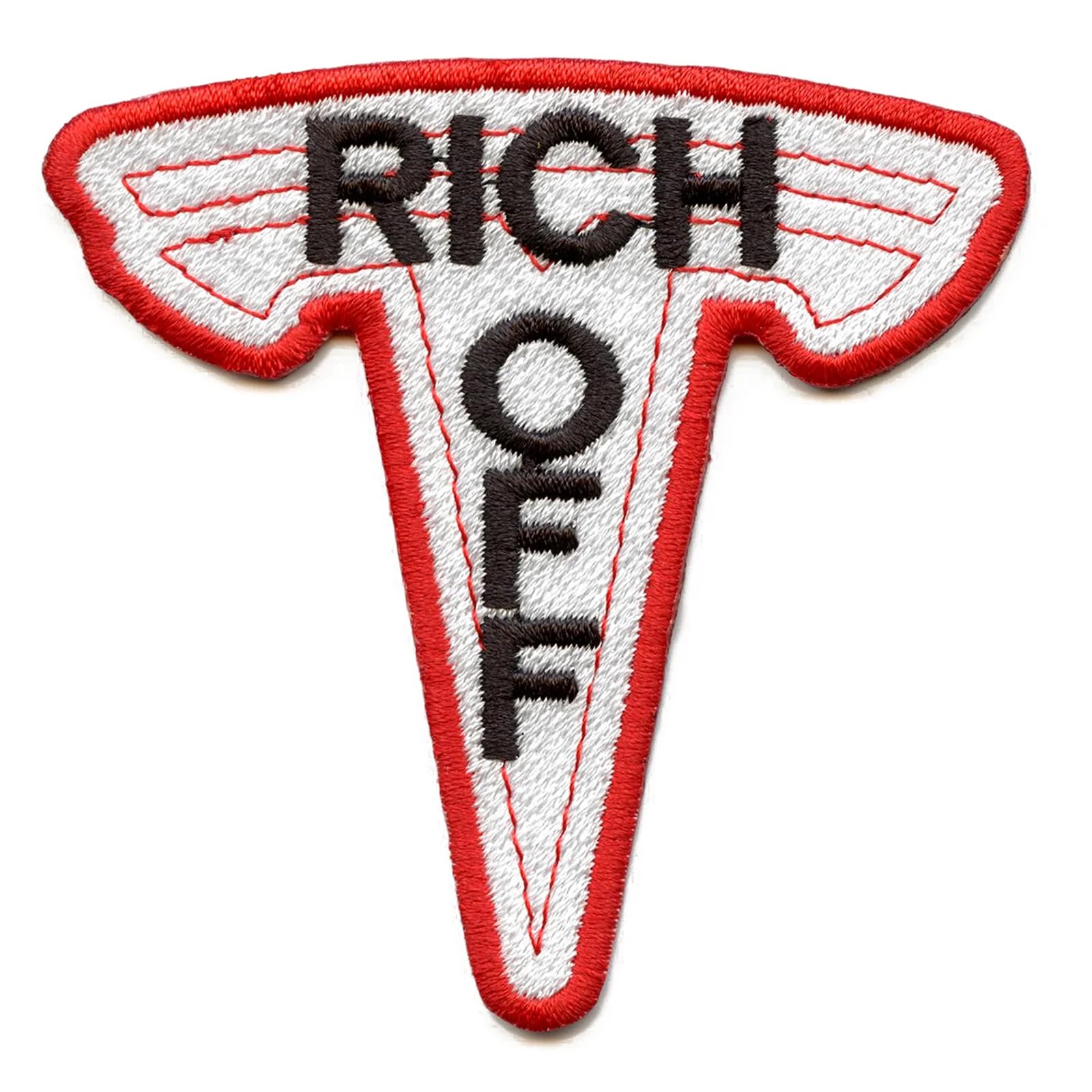 Rich Off EV Stocks T-Shirt Logo Embroidered Iron On Patch - Perfect for DIY Clothing, Jackets, Bags & Caps Customization