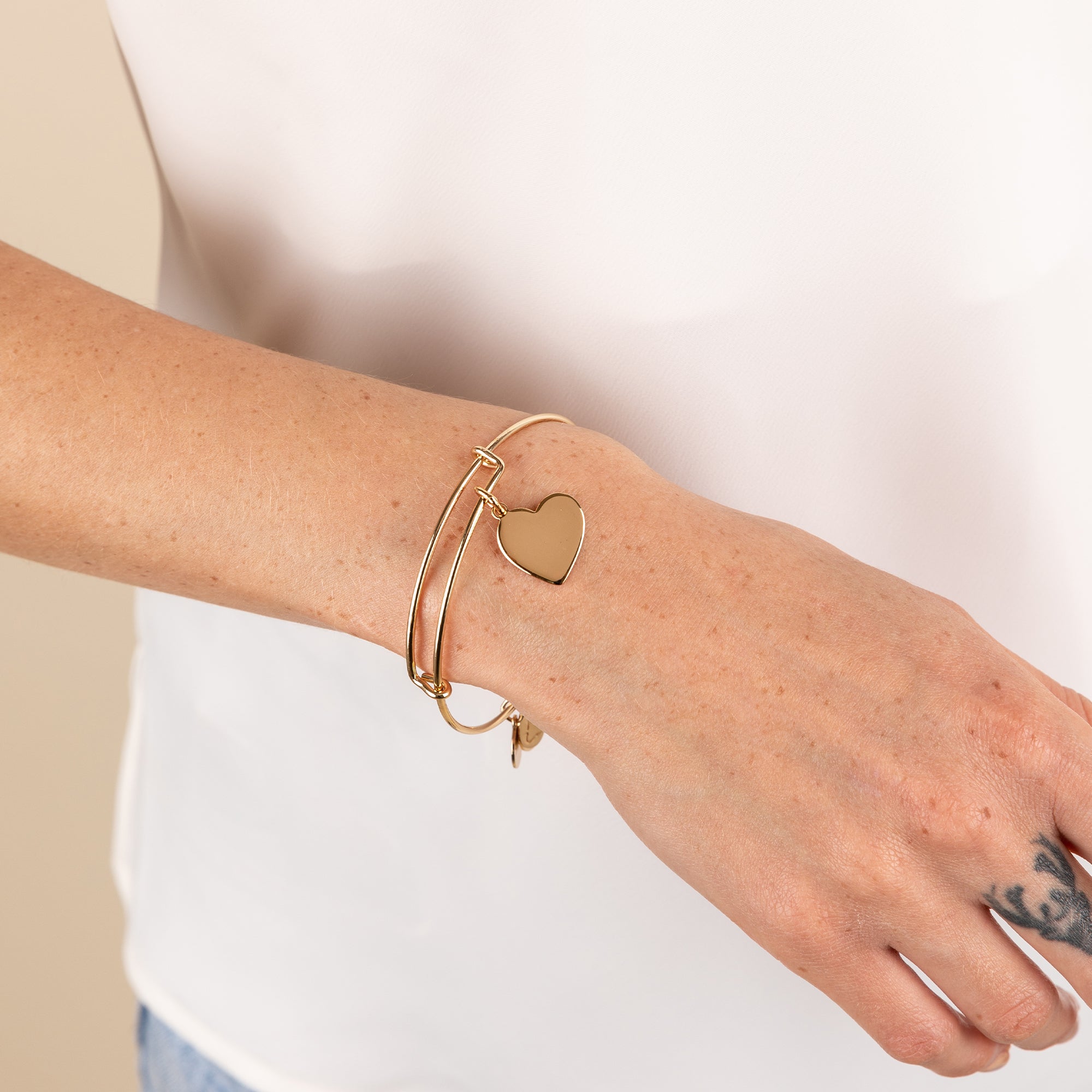 Elegant Heart Charm Bangle Bracelet for Women - Sterling Silver or Gold Plated - Perfect for Valentine's Day Gifts, Anniversary Presents & Everyday Wear