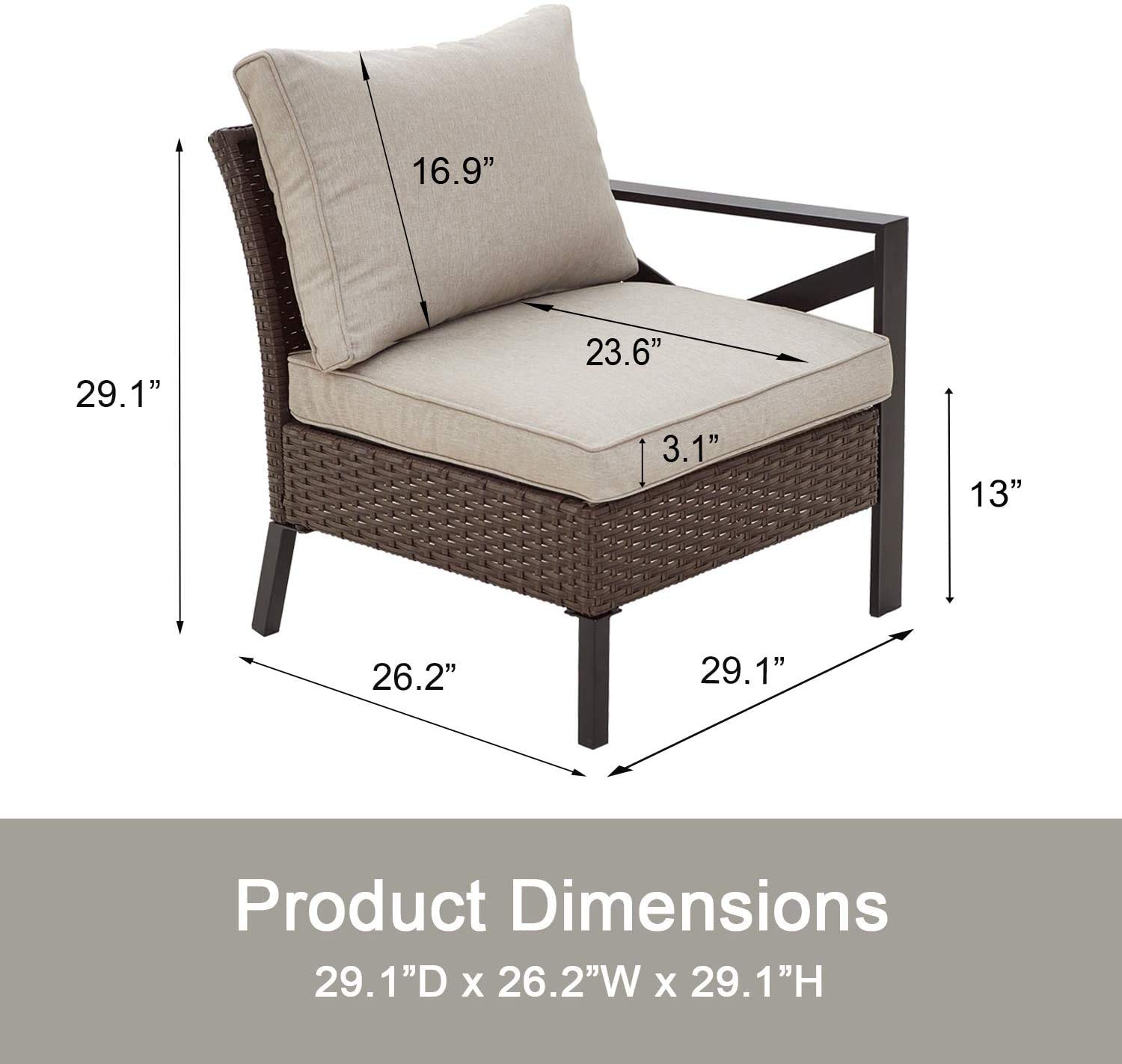 Outdoor Wicker Patio Dining Set - 5-Piece Armless Sectional Sofa with Ottoman, Rattan Furniture for Poolside, Garden, Deck, Balcony & Beach (Brown) | Perfect for Entertaining, Lounging & Relaxing Outdoors