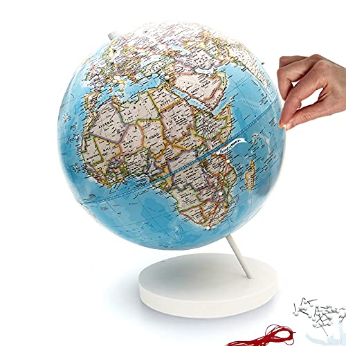 Blue Push Pin World Globe - Travel Map with Push Pins for Marking Adventures | Perfect for Home Decor, Office, and Travel Planning