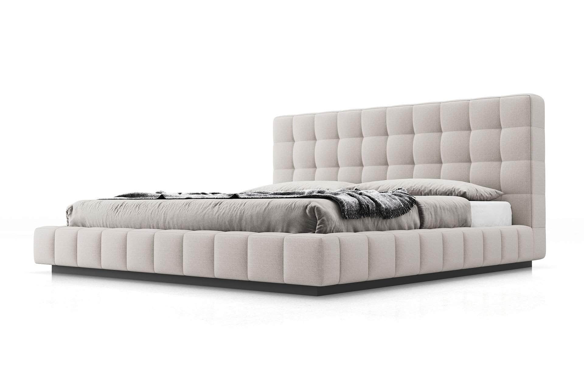 Thompson Square Tufted Fabric Platform Bed - Queen & King Size, Gray & Navy Blue - Modern Upholstered Bed Frame for Master Bedroom & Guest Room