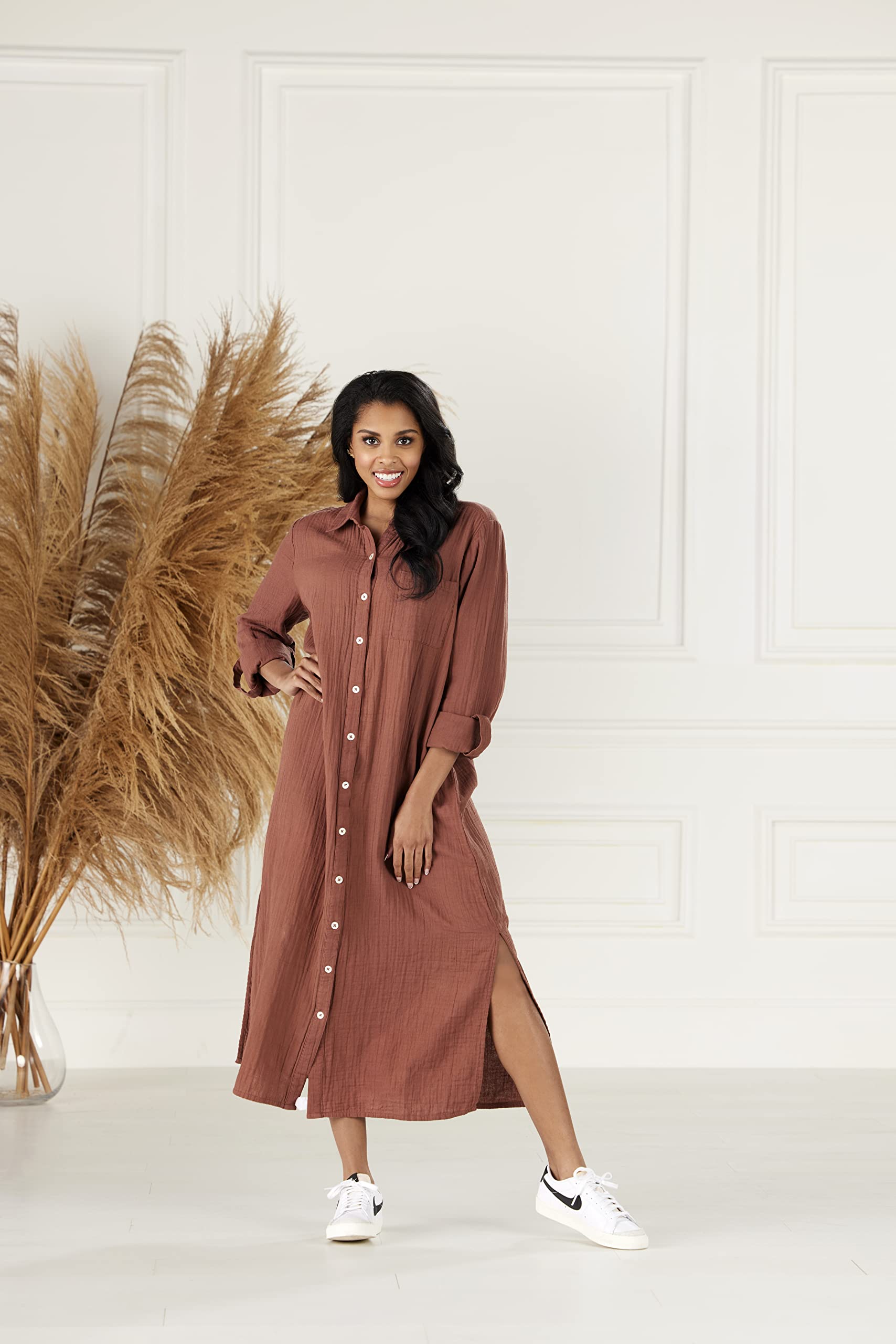 Mud Pie Clemmy Women's Maxi Dress - Flowy Long Summer Dress with Pockets, Boho Chic Style for Beach, Vacation & Casual Wear
