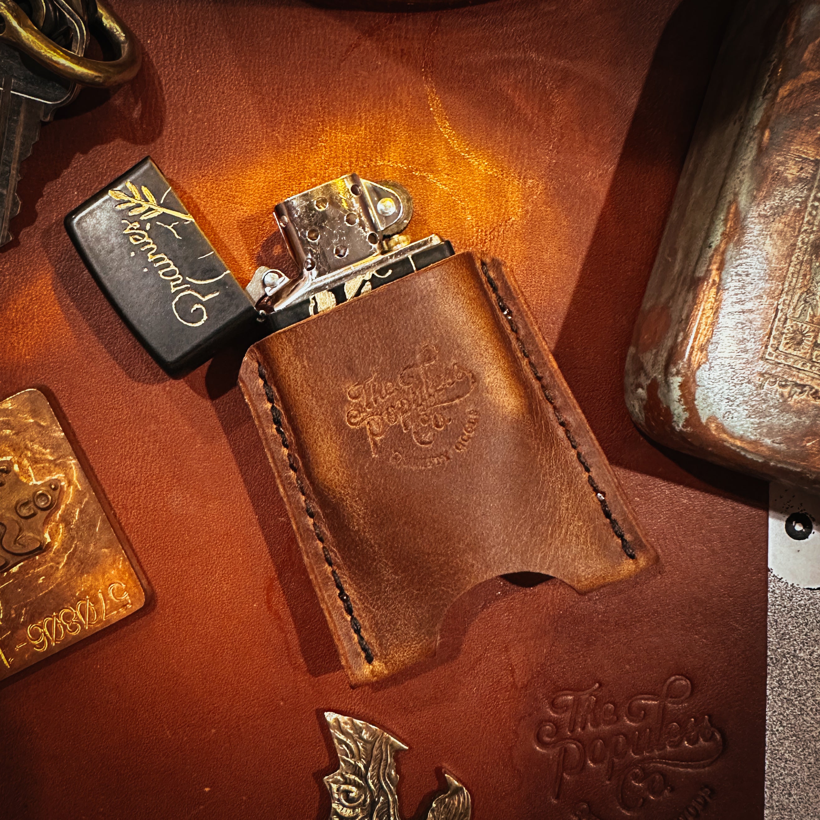 BROOKHAYL x POPULESS Limited Edition Hand Engraved Zippo Lighter 003 Black Matte - Perfect for Collectors, Gifts & Outdoor Adventures
