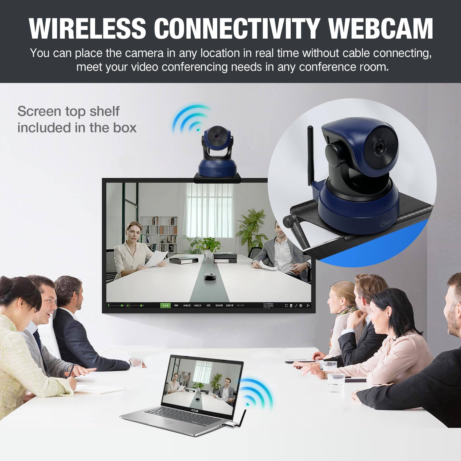 1080P HD Wireless Webcam with Mini Tripod - USB Plug & Play Streaming Camera for Zoom, Skype, OBS - Adjustable Angle Computer Webcam for PC, Mac, Laptop, MacBook - Perfect for Video Conferencing, Live Streaming & Online Classes