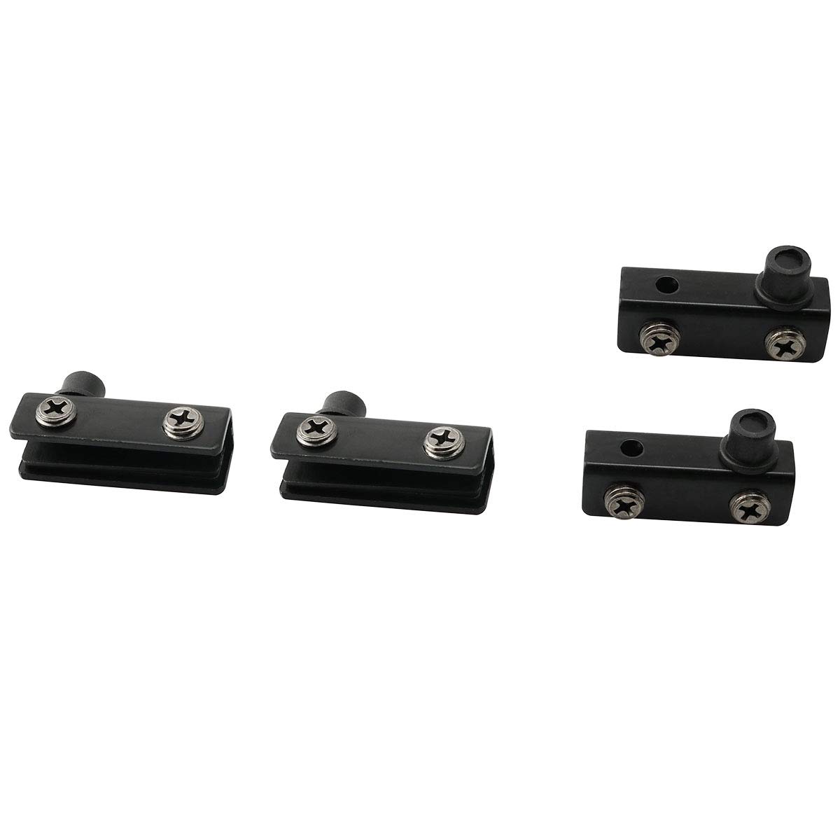2 Sets Black Iron Nickel Plated Glass Door Pivot Hinges - Heavy Duty Glass Clamp Door Accessories for Cabinet, Shower, and Furniture (TAODAN) - Perfect for Modern Home and Office Interior Design