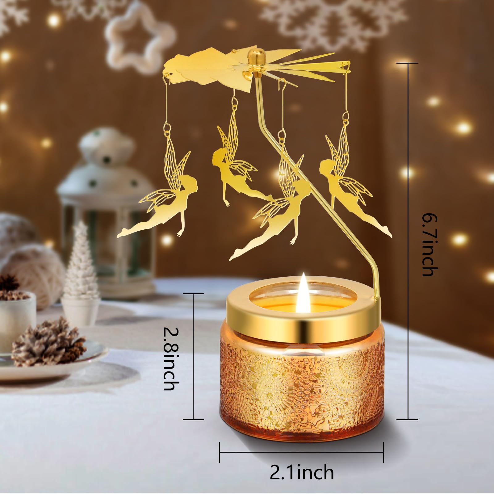 Girl with Wings Rotating Scented Candles Gift Set - Birthday, Christmas, Thanksgiving Present for Women - Perfect for Mom, Sister, Girlfriend & Friends - Home Decor, Relaxation & Romantic Ambiance
