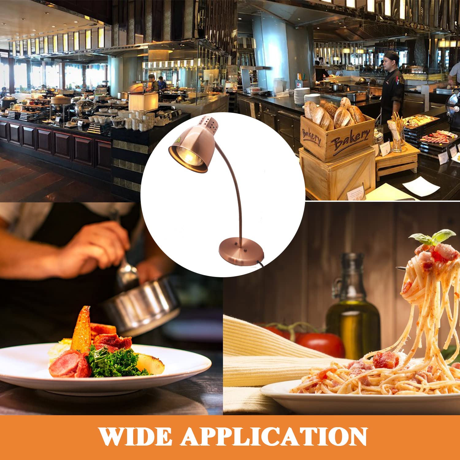 Infrared Food Warmer Lamp 250W - Countertop Heating for Restaurants & Buffets