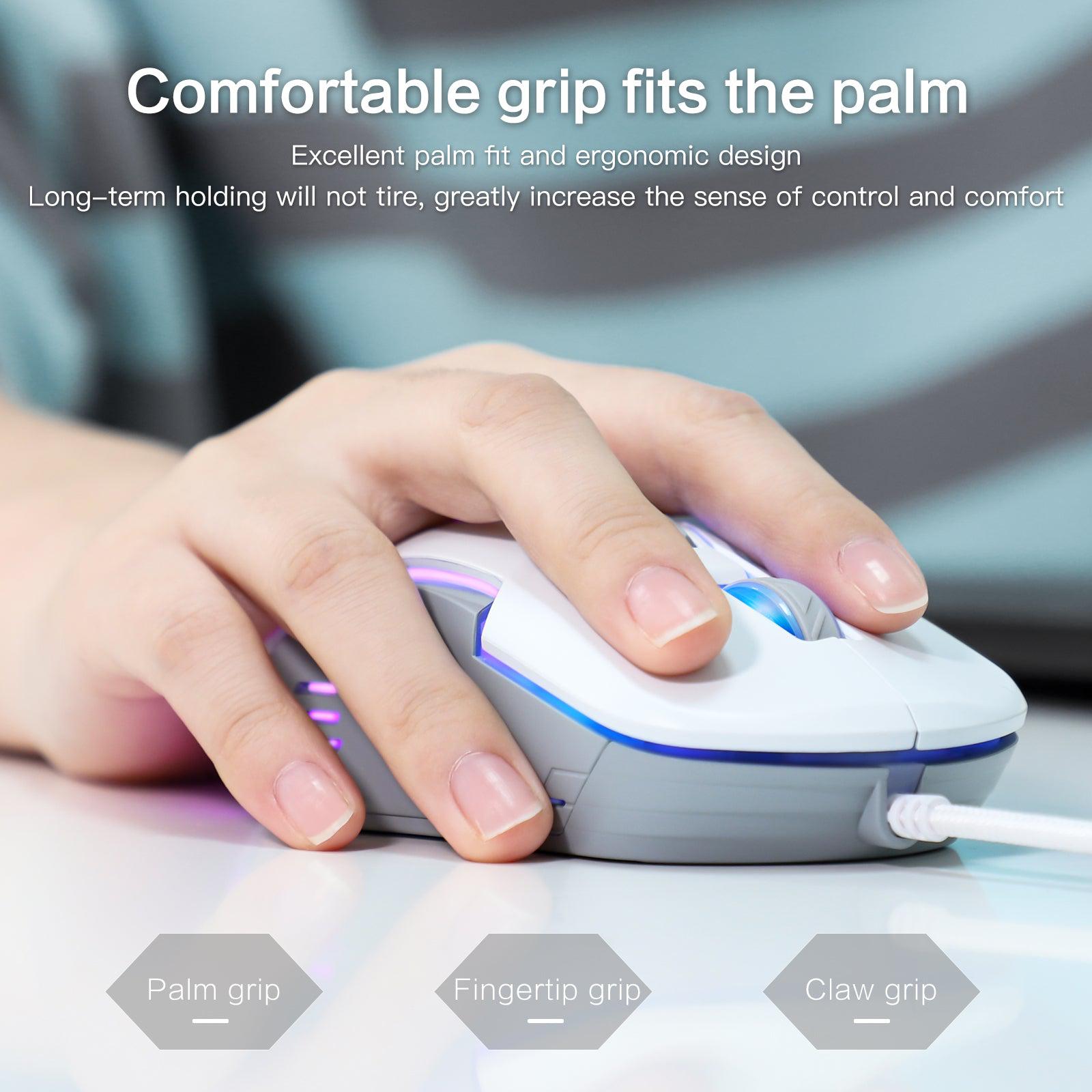 ONIKUMA CW902 Wired Gaming Mouse with 7 RGB LED Backlit Modes, 7200 DPI, Ergonomic Design - Perfect for PC Gaming, Office Work & Streaming Setup