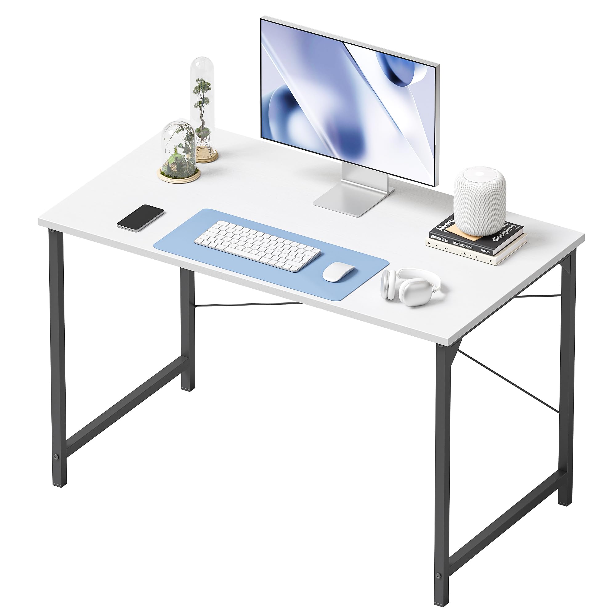 CubiCubi 40 Inch Computer Desk - Modern Simple Style Home Office Desk for PC, Study, Writing - Sturdy White Workstation for Small Spaces, Gaming & Remote Work