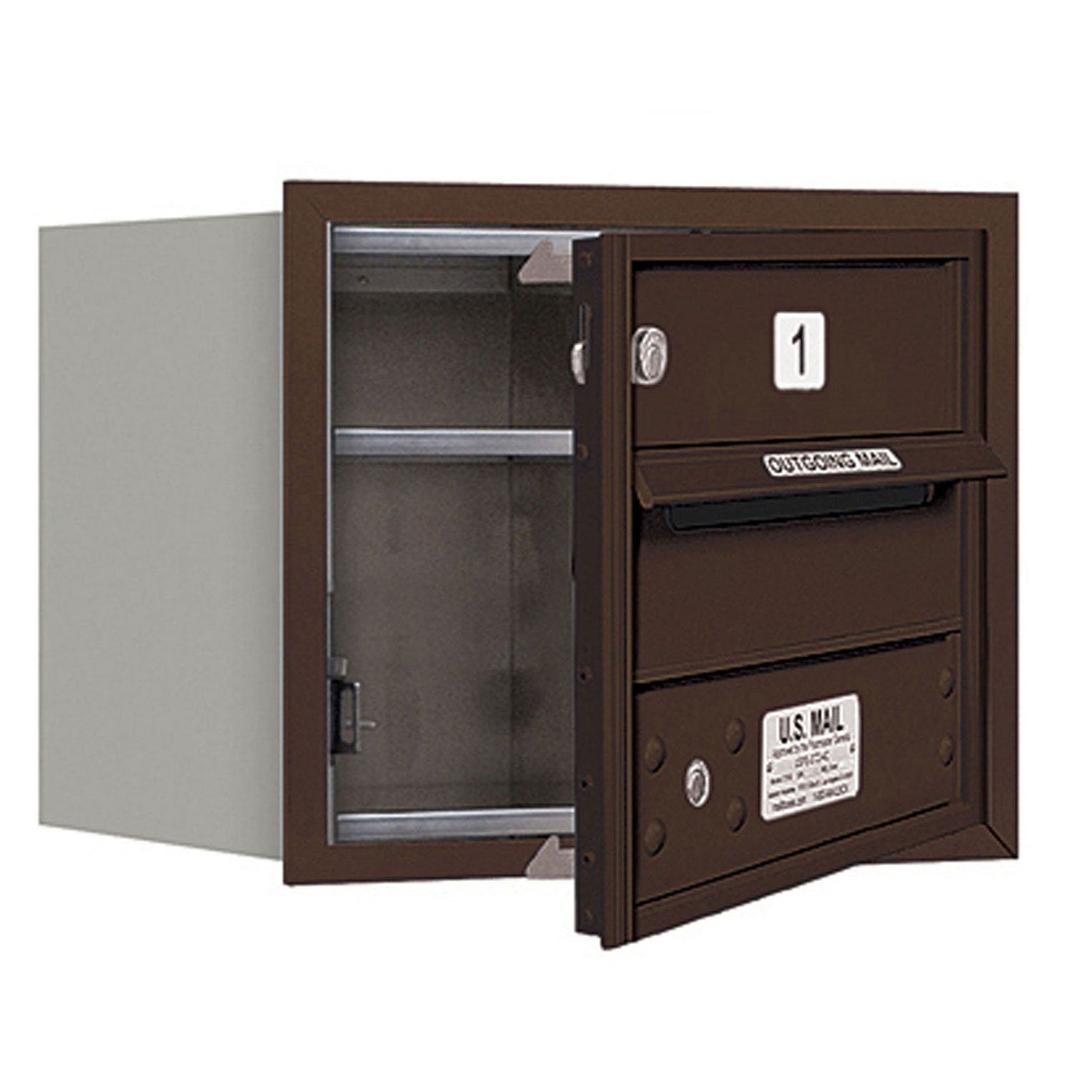 Salsbury Industries 3703S-01ZFU Recess Mounted 4C Horizontal Mailbox in Bronze - Durable Outdoor Mailbox for Home, Office & Commercial Use
