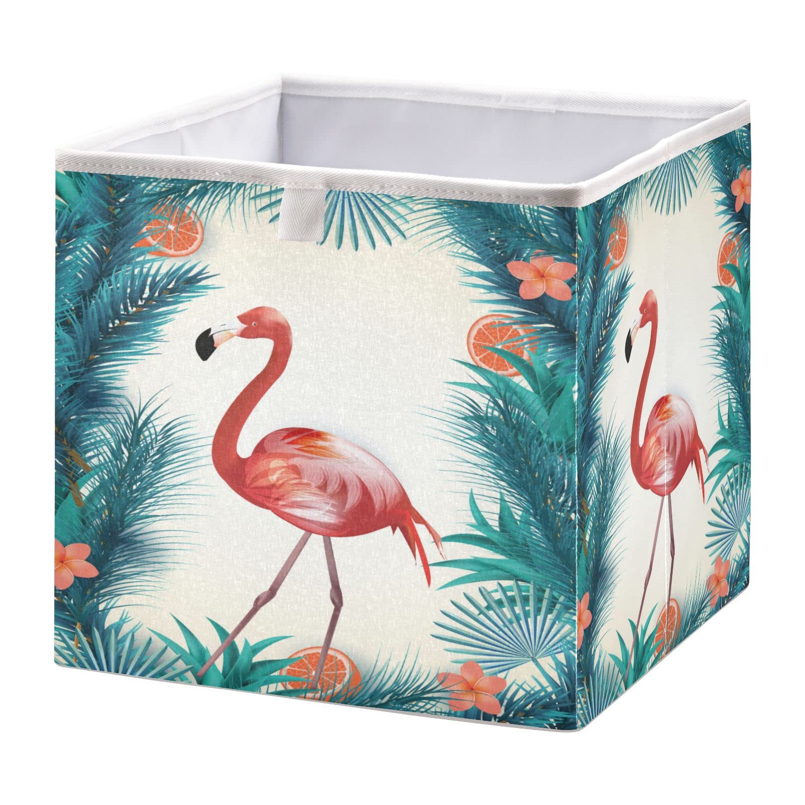 KFBE Flamingo Summer Tropical Foldable Storage Cubes - 11 Inch Closet Organizer Baskets for Clothes, Socks, Toys & Books | Perfect for Bedroom, Nursery & Dorm Organization