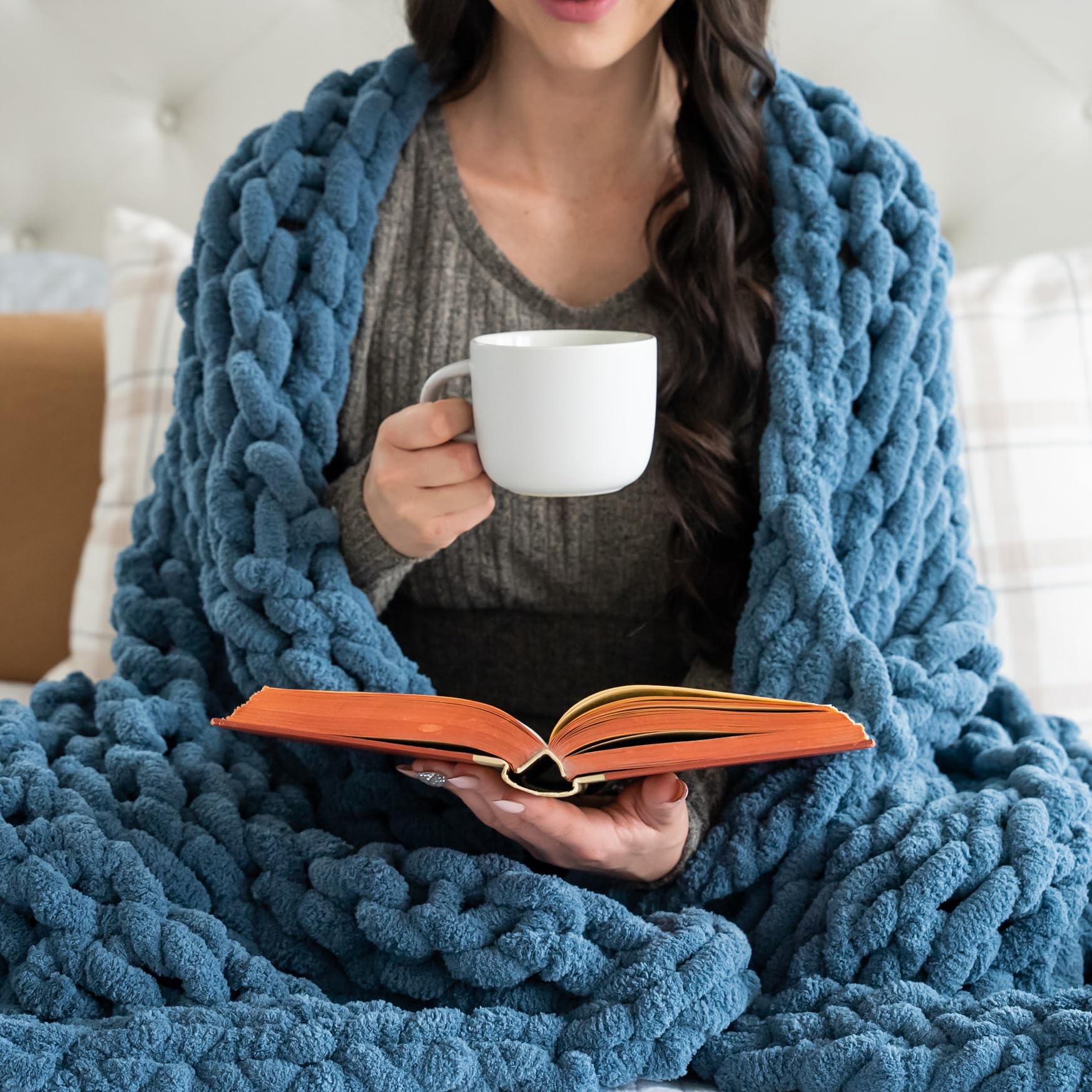Samiah Luxe Chunky Knit Blanket Throw 50x60