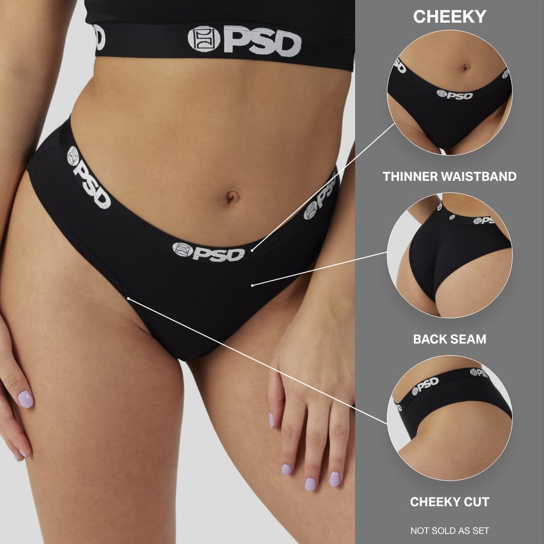 PSD Women's Modal Premium Solid Cheeky Underwear - Soft Stretch Comfortable Panties for Everyday Wear - Perfect for Yoga, Sleep & Lounge