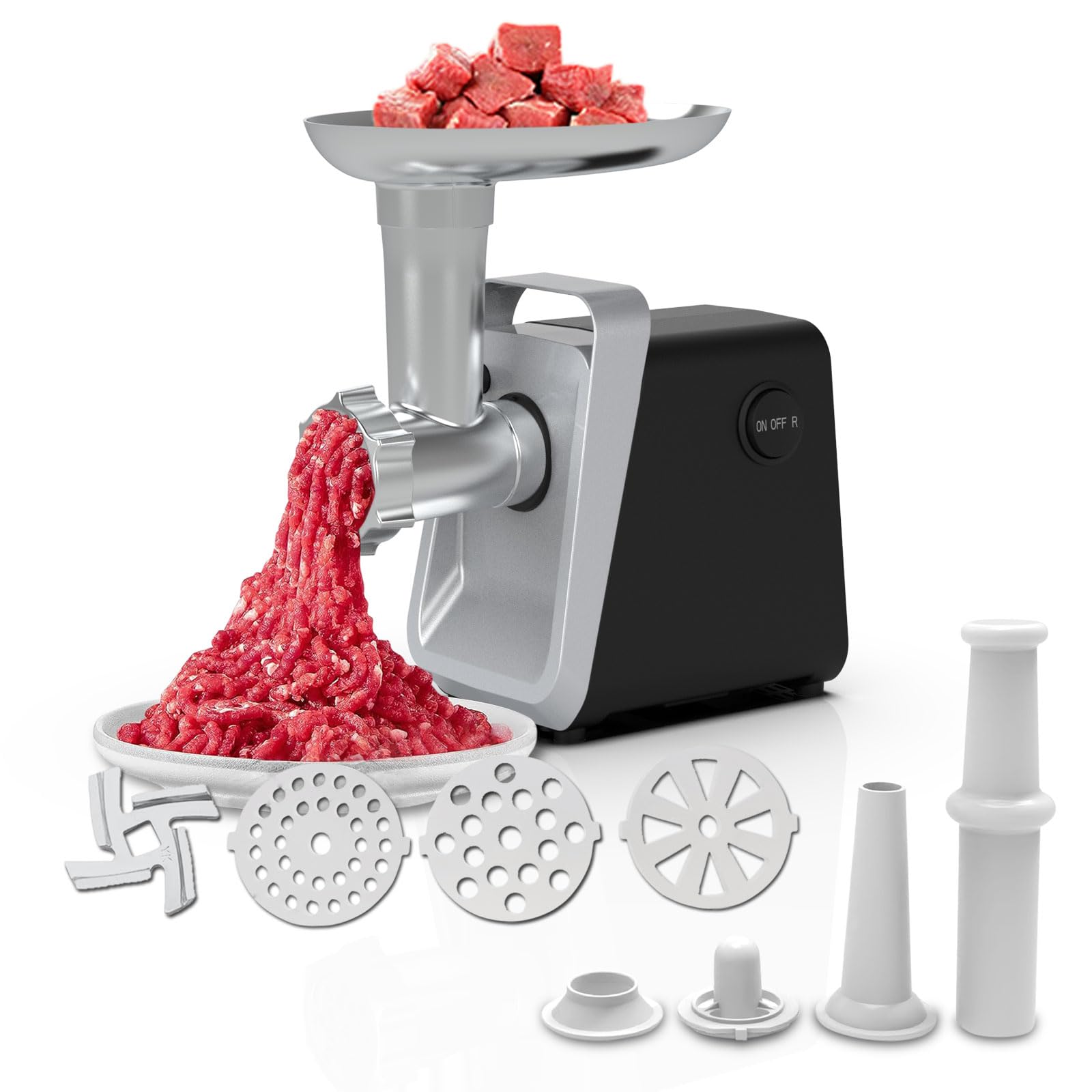 3000W Electric Meat Grinder & Sausage Stuffer - Heavy Duty Stainless Steel Food Mincer with Reverse Function, 3 Grinding Plates & Kubbe Kit - Perfect for Home Kitchen, BBQ, Hunting & Meal Prep