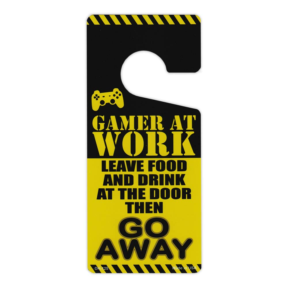 Premium Metal 'Gamer at Work' Novelty Door Knob Hanger - 4