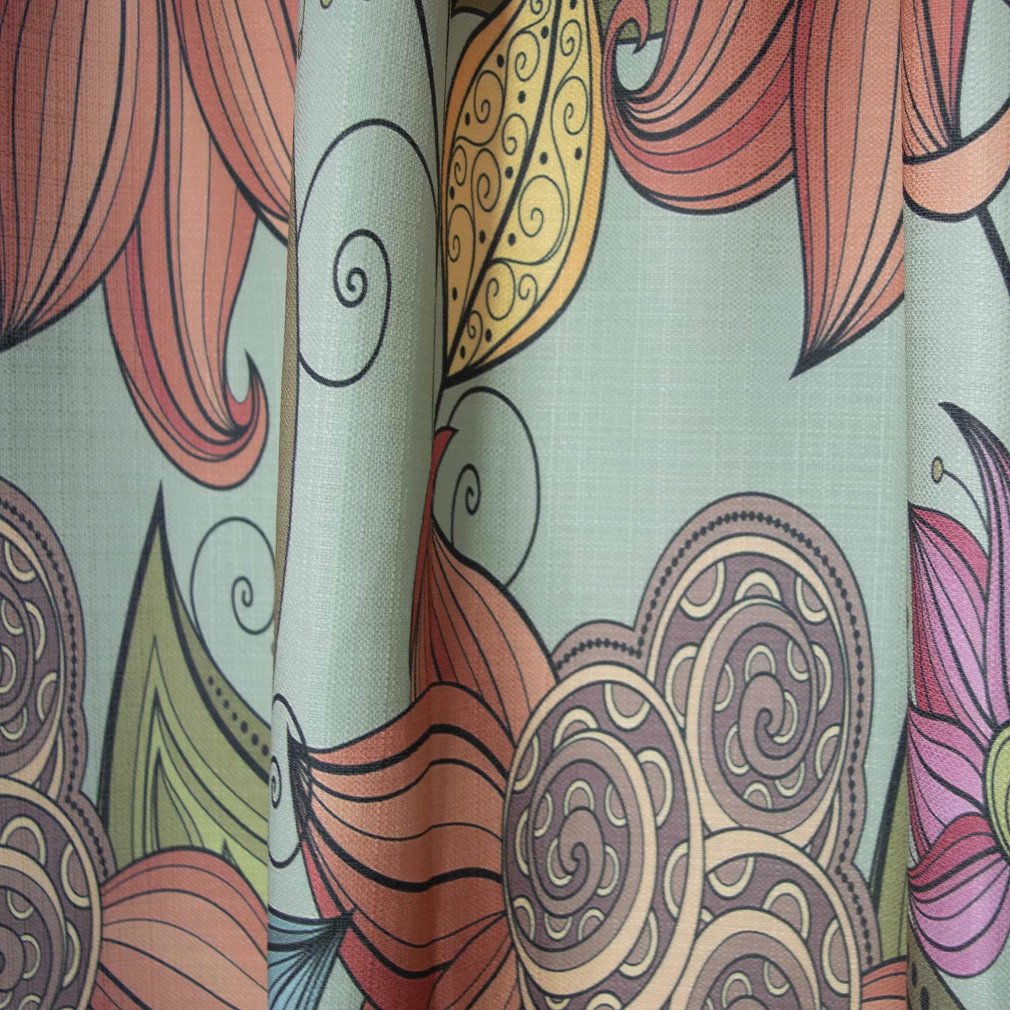 DesignQ Floral Print Blackout Curtains - Thermal Insulated Single Panel 52x63 Inches - Elegant Bedroom & Living Room Window Treatments for Home Decor & Light Blocking
