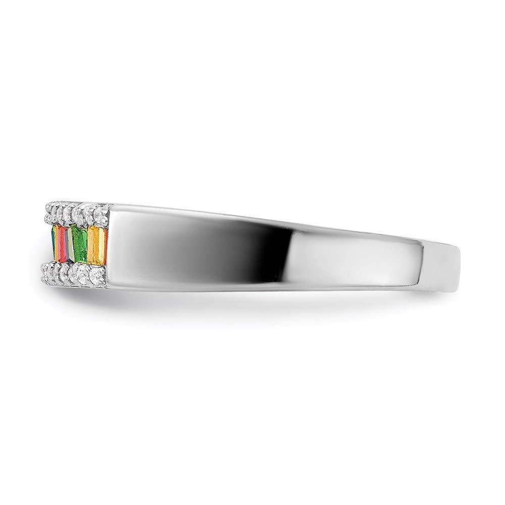 925 Sterling Silver Baguette Cut Colorful & Clear Cubic Zirconia Ring for Women - Elegant Fine Jewelry Gift for Her - Perfect for Anniversaries, Birthdays & Special Occasions