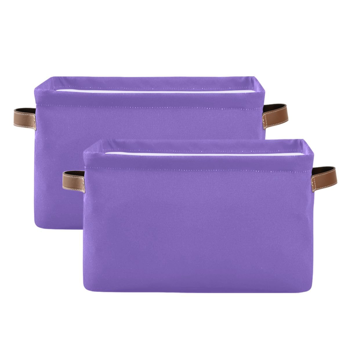 Joisal Medium Purple Fabric Storage Bins 2-Pack - 14x10x8 Inch Closet Organizers with Handles for Bedding, Towels & Home Organization - Perfect for Shelves, Cabinets & Underbed Storage
