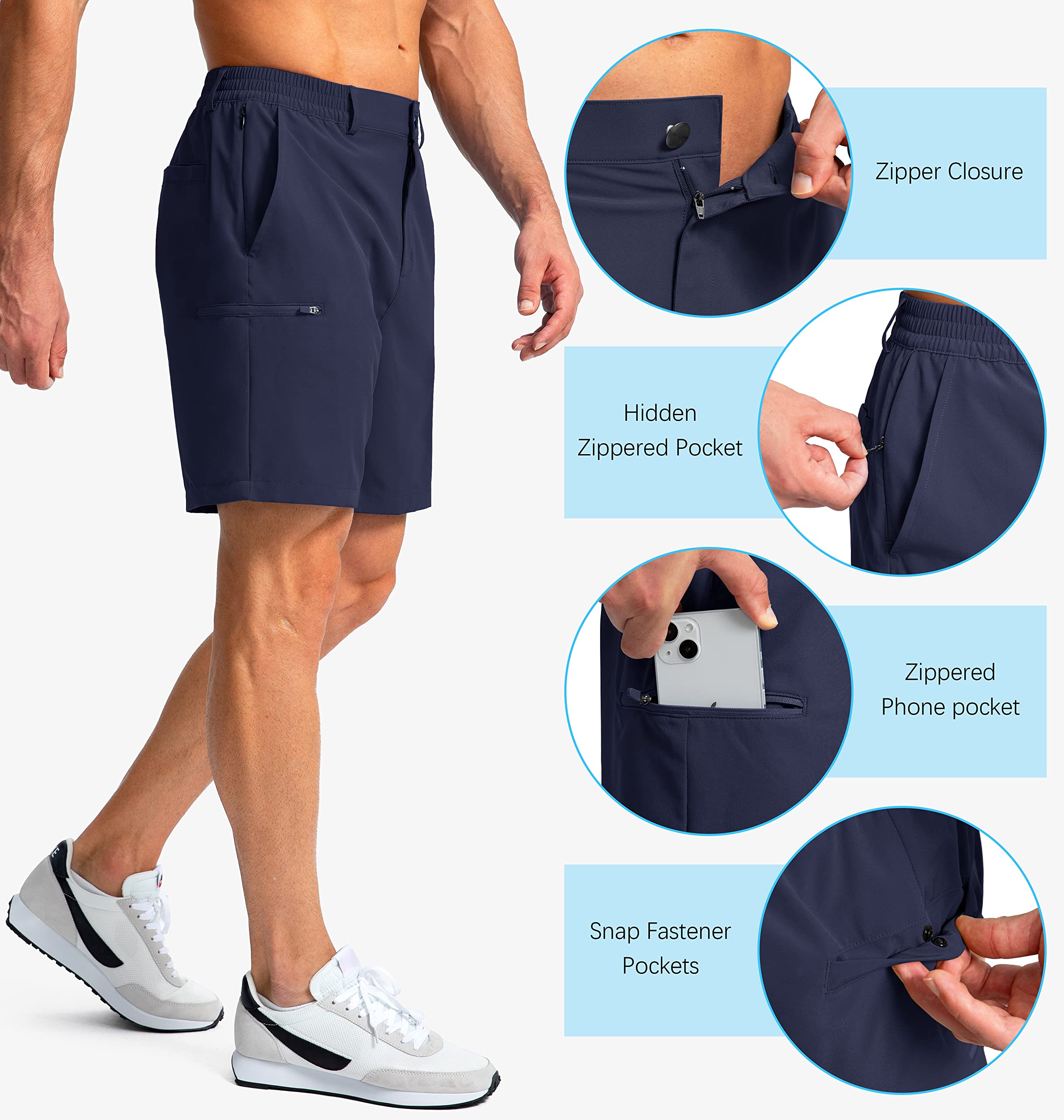 **Men's Quick Dry Stretch Golf Shorts with 6 Pockets - Lightweight Hiking & Work Shorts for Outdoor & Casual Wear**    *Use Scenarios: Perfect for golfing, hiking, outdoor activities, work, and everyday casual wear.*