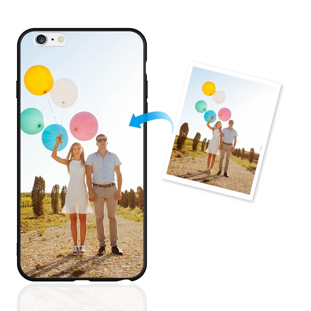 Custom iPhone 6 Plus/6S Plus Photo Case - Personalized Soft TPU Protective Cover for Him & Her - Anniversary Birthday Gift (Black) - Perfect for Daily Use, Travel & Special Occasions