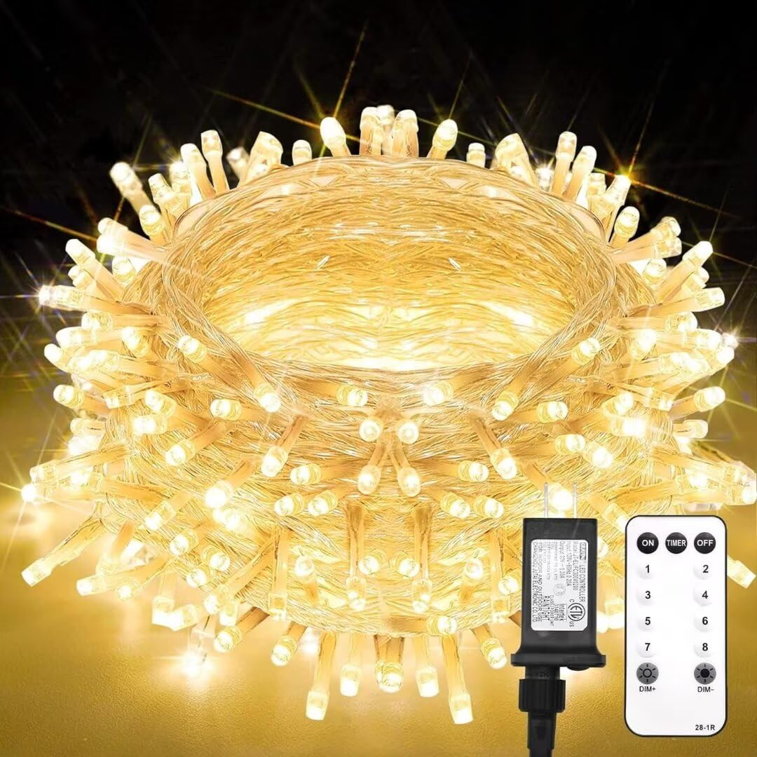 33FT 100 LED Warm White Fairy String Lights with Remote & Timer - Indoor/Outdoor Christmas Decor for Bedroom, Tree, Patio, Garden Party | Perfect for Holiday, Wedding, and Spring Decoration