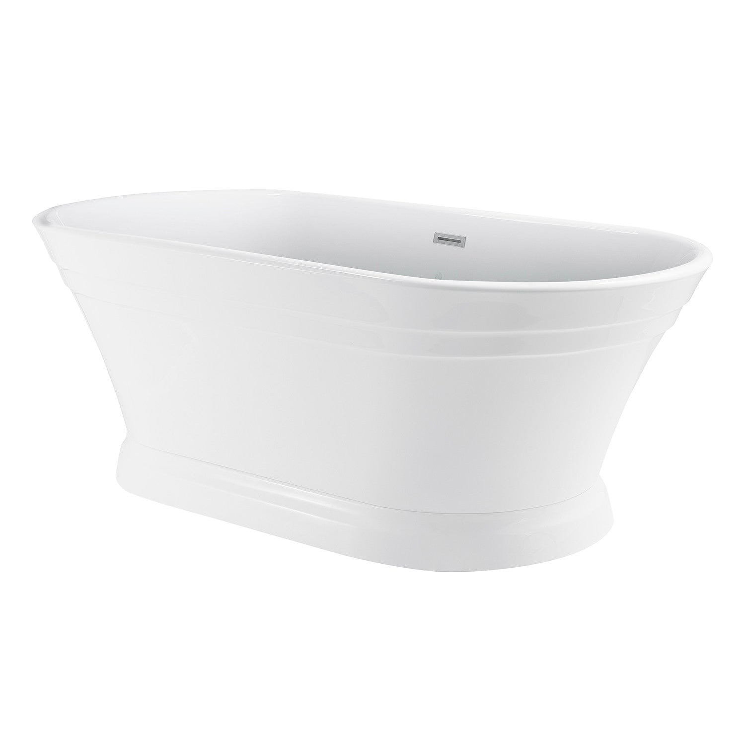 Aqua Eden 67-Inch Acrylic Oval Double-Ended Freestanding Bathtub - Glossy White Pedestal Soaking Tub with Drain (No Faucet Holes) | Luxury Bathroom Centerpiece for Spa-Like Relaxation