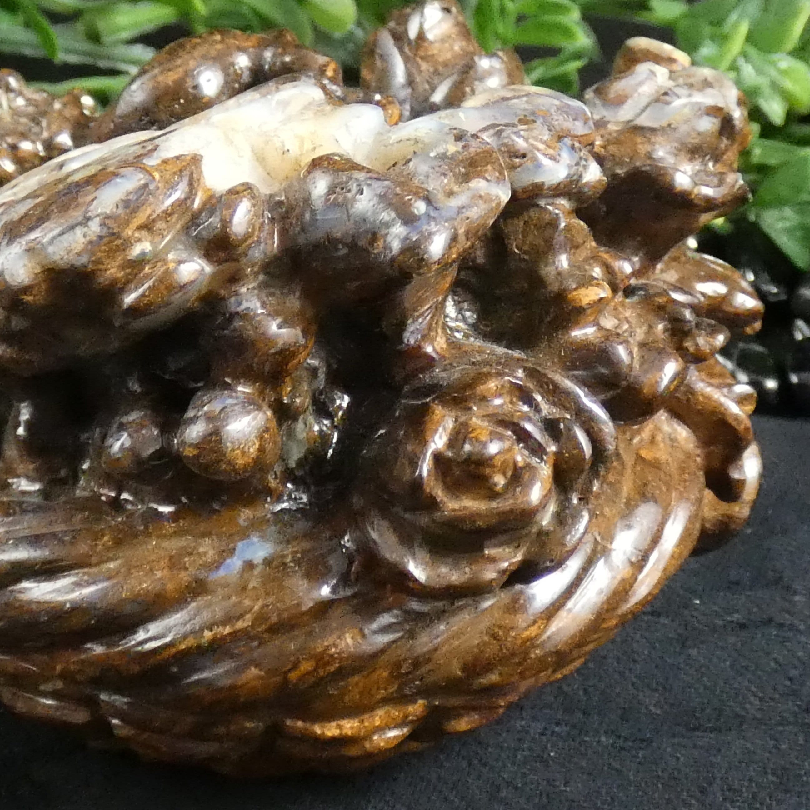 Exquisite Boulder Opal Flower Basket Carving - Handcrafted Gemstone Home Decor for Living Room, Wedding Centerpiece & Gift Idea