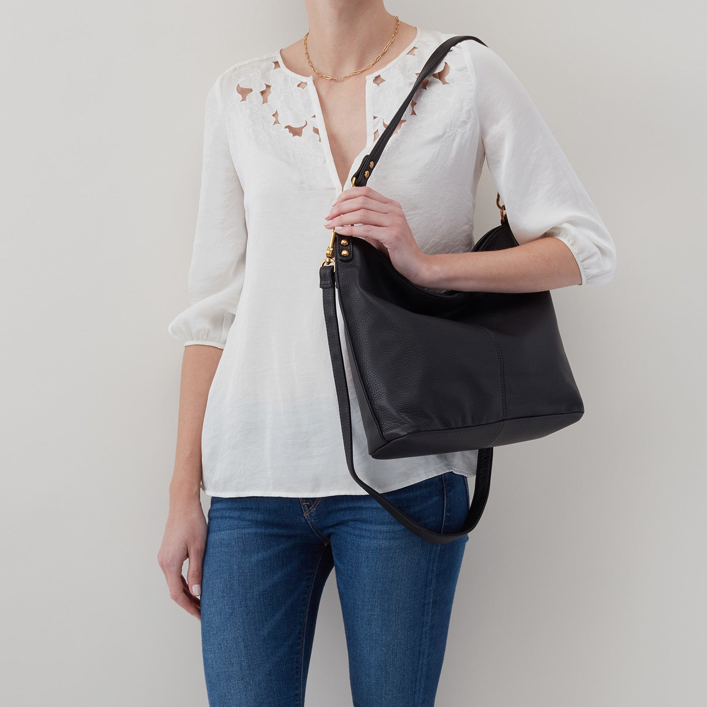 Pebbled Leather Pier Shoulder Bag for Women - Stylish & Durable Black Crossbody Purse - Perfect for Work, Travel & Everyday Use