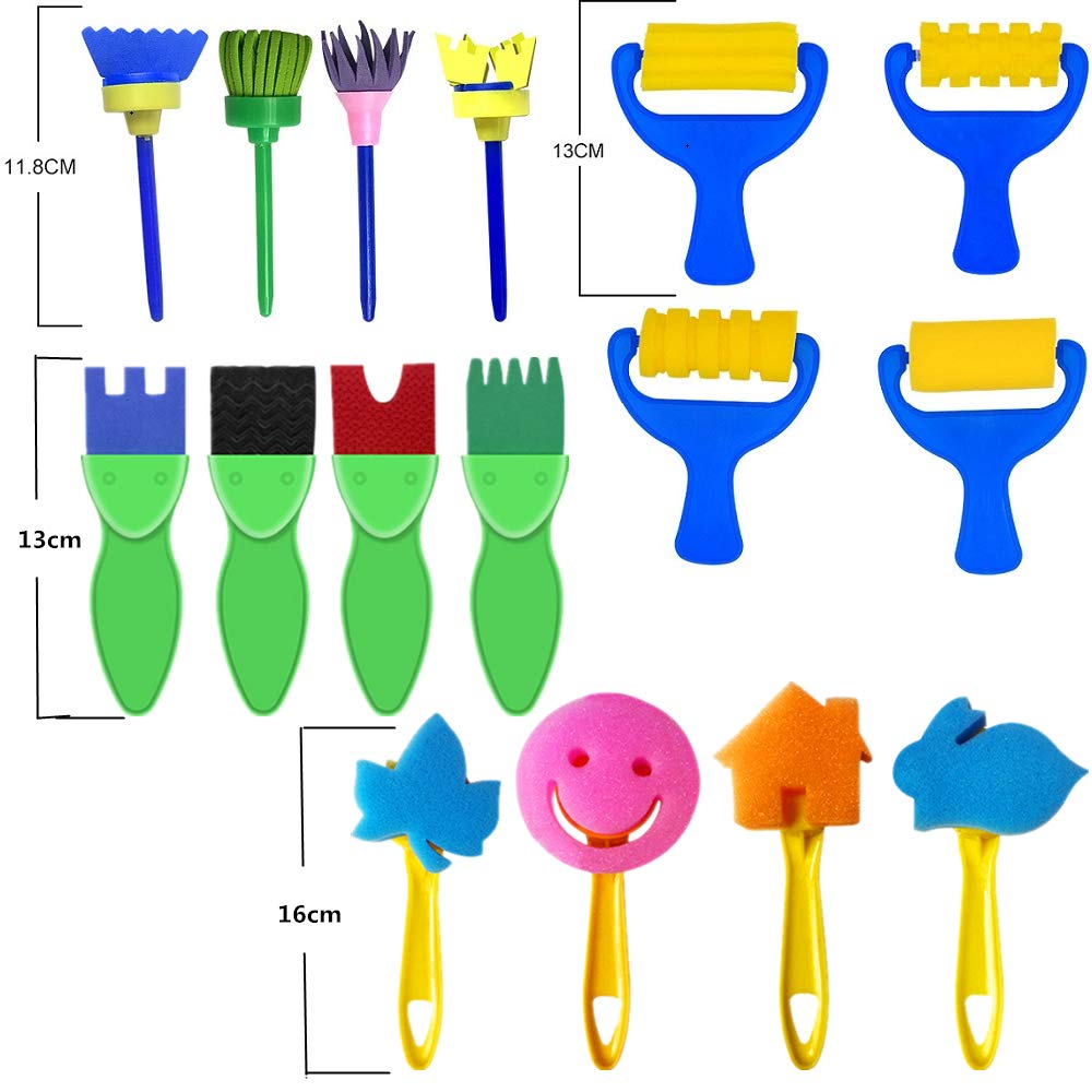 40Pcs Kids Art Paint Brushes Set - Sponge & Painting Tool Kit for Toddlers & Children | Early DIY Learning, Classroom, Home Craft Supplies | Perfect for Drawing, Painting & Creative Play