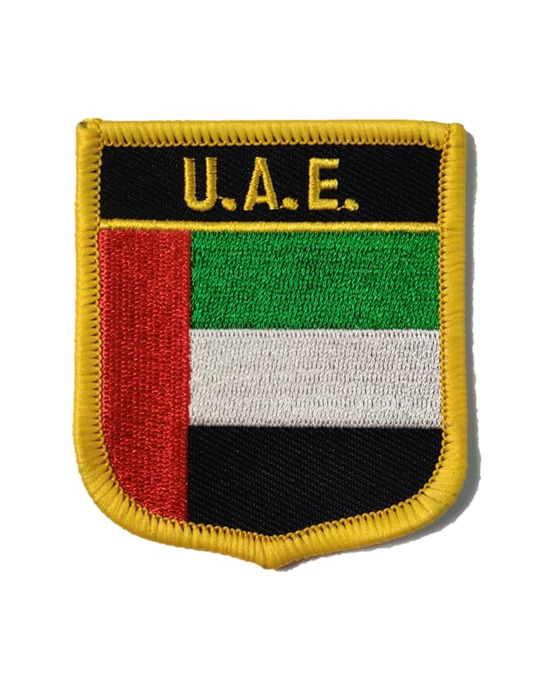 2Pcs UAE Flag Embroidered Iron On Patch Set (1 Rectangle + 1 Shield) - Durable Sew On Applique for Backpacks, Hats, Jackets & DIY Crafts - Perfect for National Day Celebrations, Travel Souvenirs & Patriotic Fashion Accessories