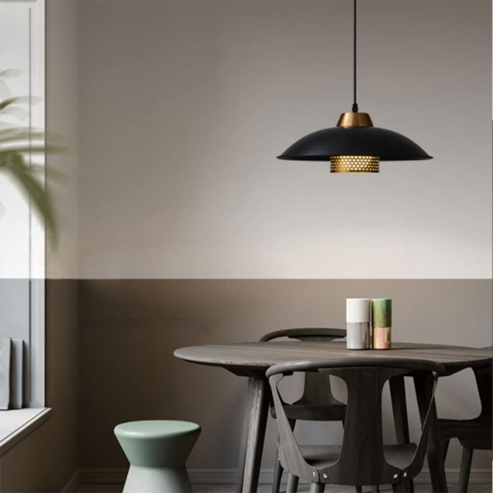 Black Single Head Chandelier Light - Luxury Retro Pendant Lamp for Modern Farmhouse & Outdoor Decor - E27 Hanging Lighting Fixture - Perfect for Living Room, Dining Room & Patio Lighting