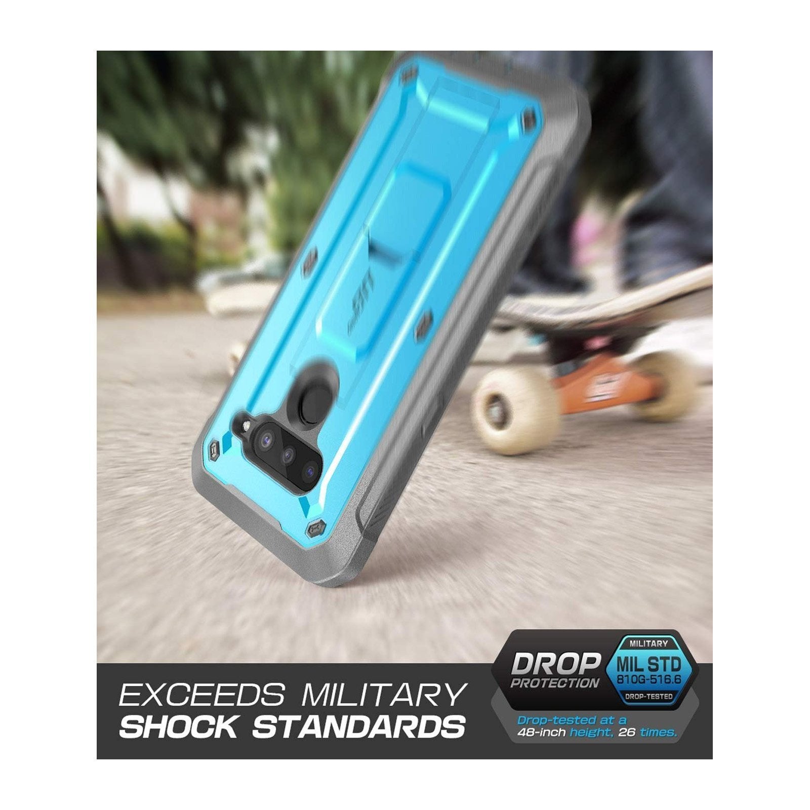 LG V50 ThinQ Unicorn Beetle Pro Rugged Full Body Holster Case - Shockproof & Drop Protection - Blue | Perfect for Outdoor, Work & Extreme Sports
