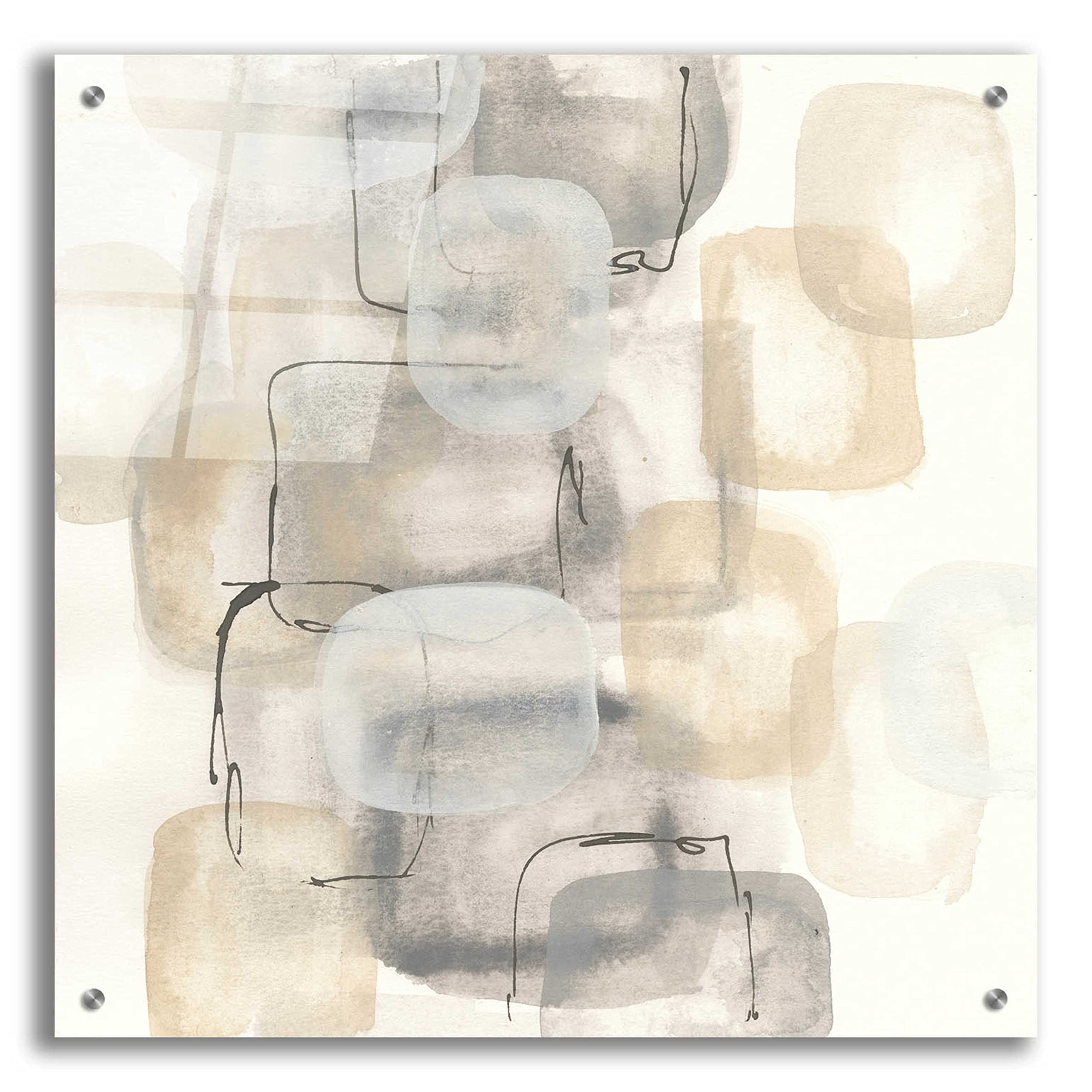 Chris Paschke Neutral Stacking I Acrylic Glass Wall Art - 24x24 Inches Modern Abstract Painting for Living Room, Bedroom & Office Decor