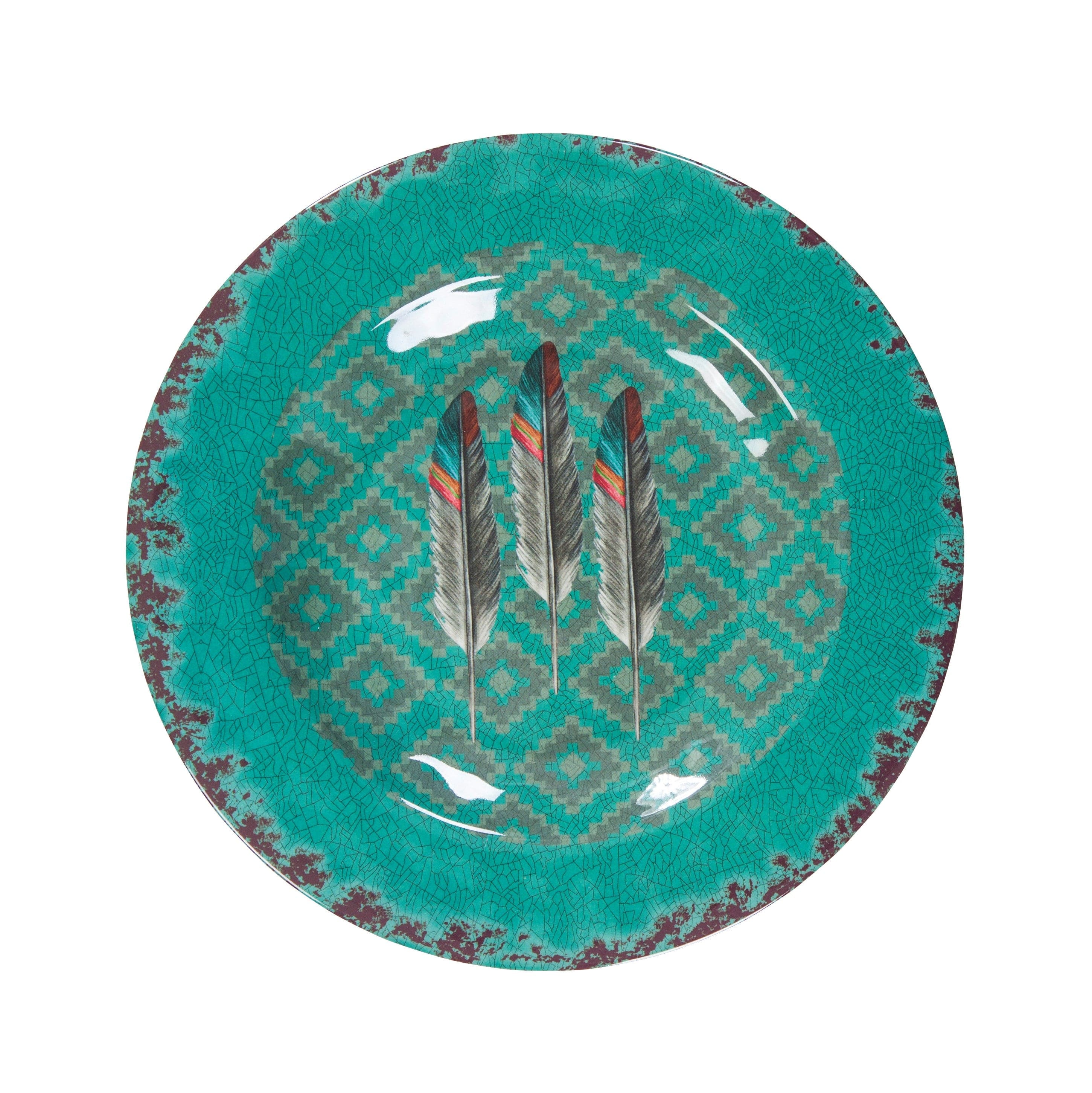 14-Piece Feather Melamine Dinnerware Set - Lightweight & Durable Plates, Bowls, Cups - Perfect for Outdoor Dining, Camping, Picnics & Everyday Use