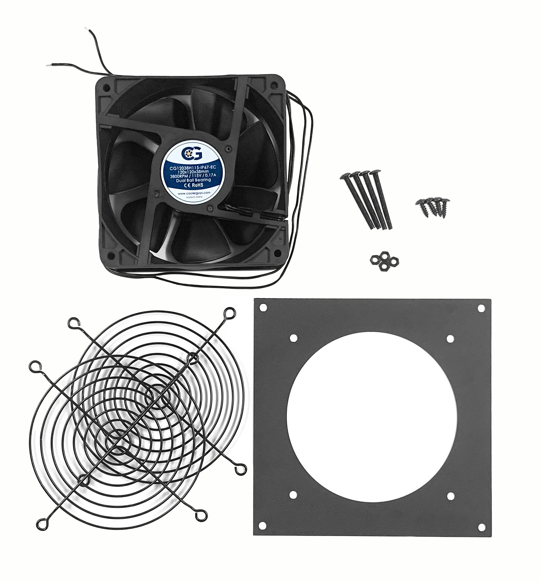120mm High Airflow EC Fan - Single Bracket Inline Fan for PC Cooling, Server Racks & Home Ventilation | Quiet & Energy Efficient