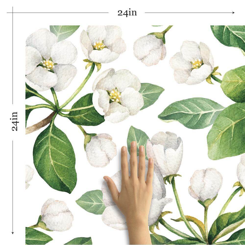 White and Yellow Textured Floral Peel and Stick Removable Wallpaper 9286 - Self-Adhesive Wall Decor for Bedroom, Living Room, Nursery & Office