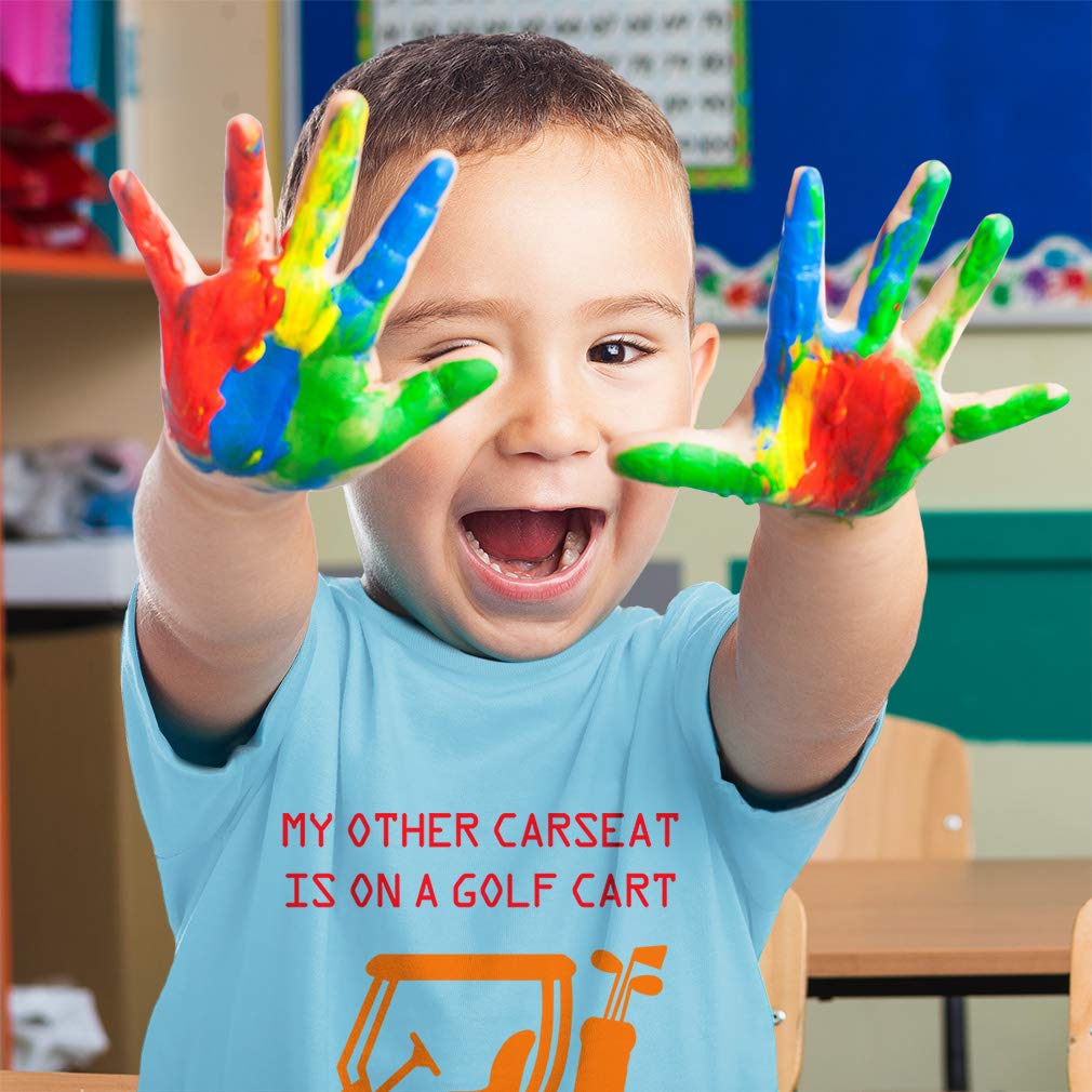 Kids Toddler T-Shirt with Funny Cars Design - 'My Other Car Seat is on A Golf Cart' - Comfortable Cotton Tee for Boys & Girls | Perfect for Playdates, Family Outings & Casual Wear