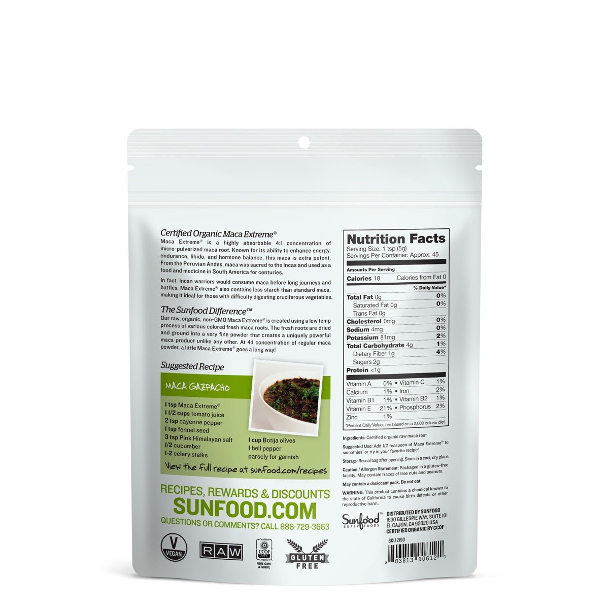 Sunfood Organic Maca Extreme - Premium Raw Peruvian Maca Root Powder for Men & Women | Vegan Superfood Supplement with Adaptogens | 8 Oz Resealable Bag | Boost Energy, Hormone Balance & Stress Relief for Workouts & Daily Wellness