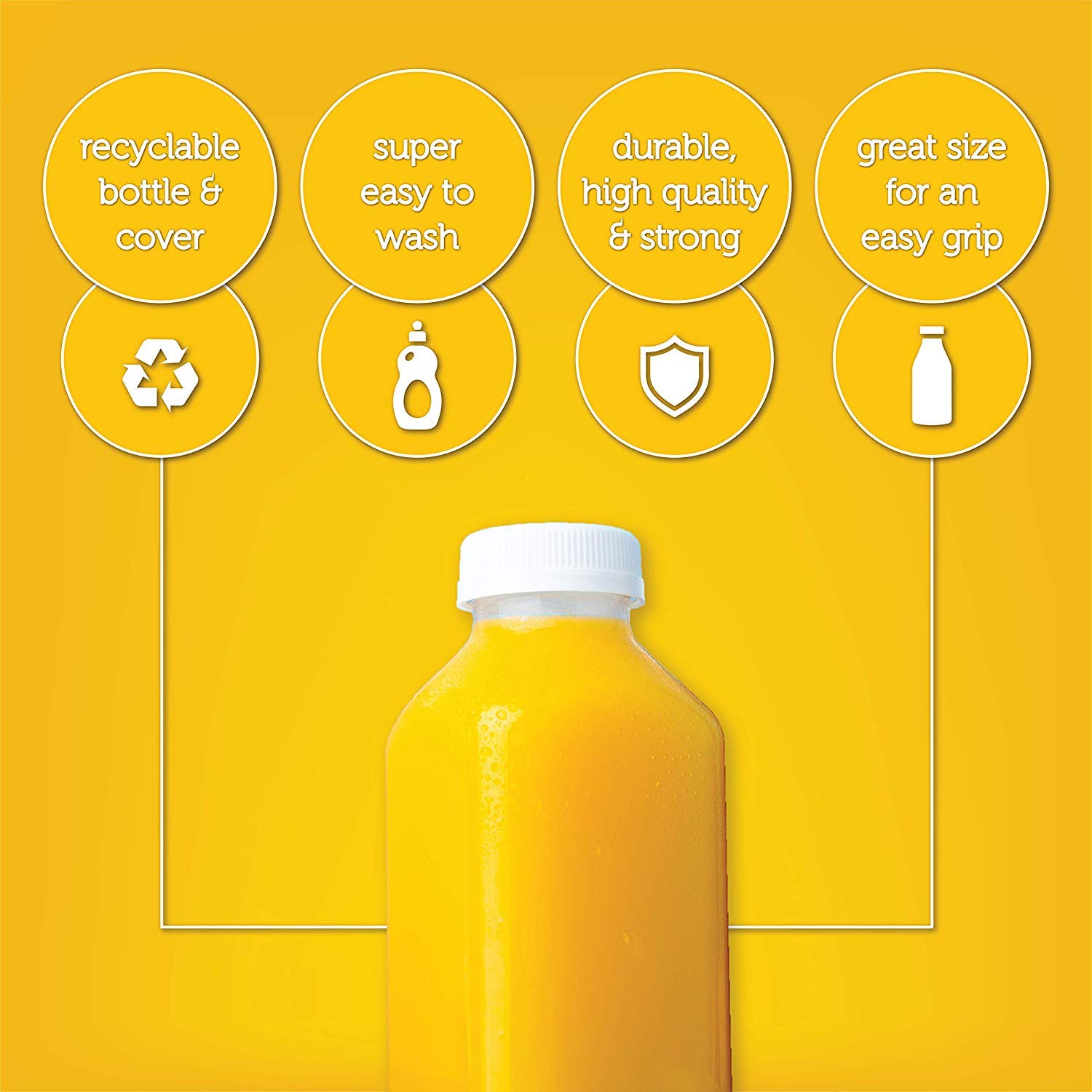 16oz Disposable Plastic Juice Bottles with Lids - 160 Pack | BPA Free, Reusable & Tamper-Proof | Perfect for Juicing, Smoothies, Milk, Catering & Takeout | Ideal for Juice Bars, Coffee Shops & Food Trucks