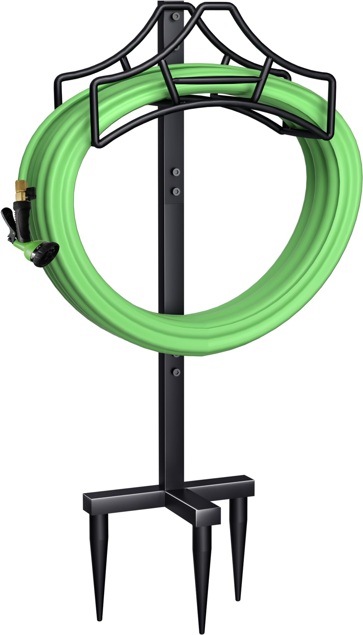 Garbuildman Heavy Duty Metal Garden Hose Holder Stand - Outdoor Water Pipe Reel Rack with Rust-Proof Coating, Shiny Black - Perfect for Lawn, Yard & Garden Watering Organization