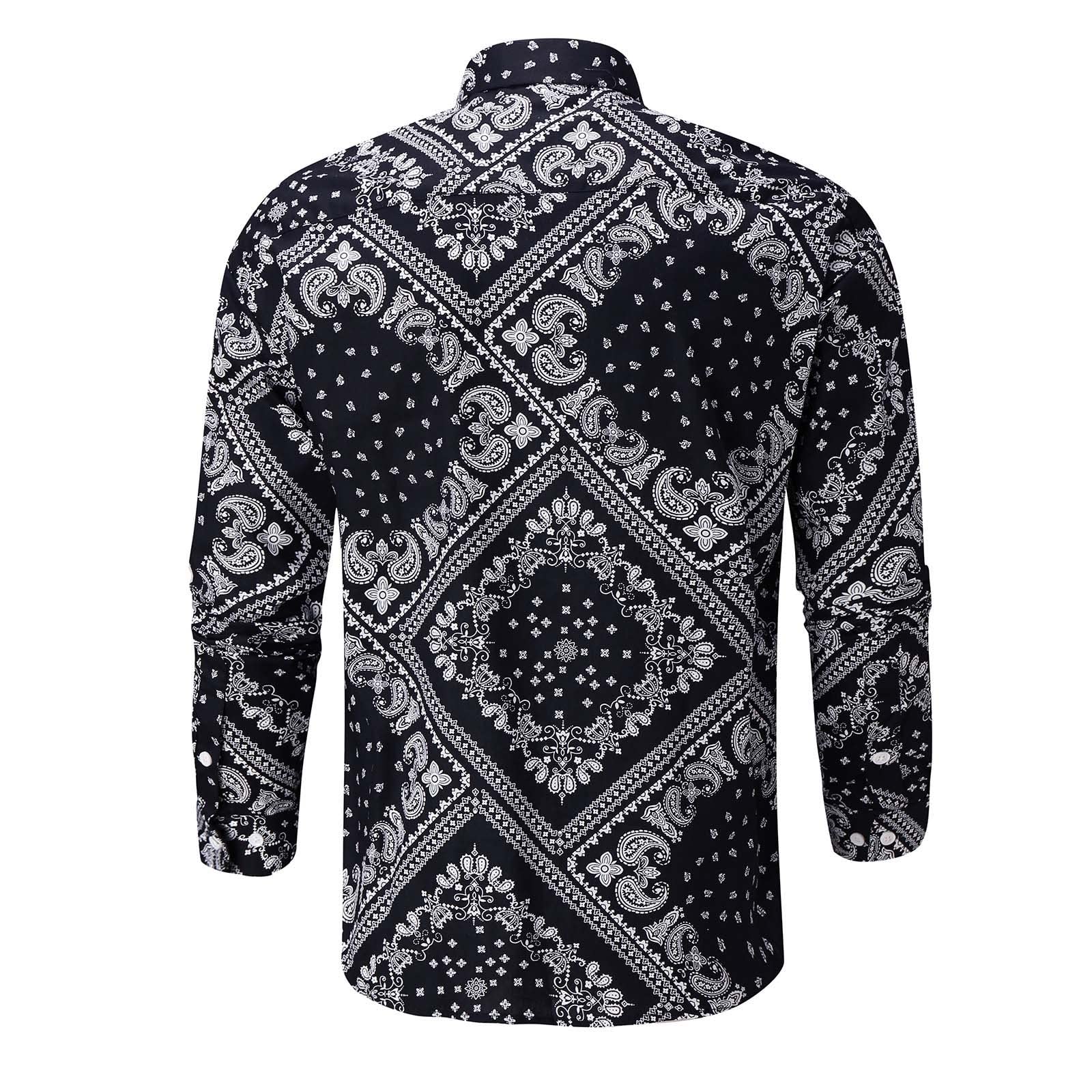 Men's Hawaiian Floral Print Long Sleeve Button Down Shirt - Breathable Summer Beach Shirt for Casual Wear, Vacation & Outdoor Activities