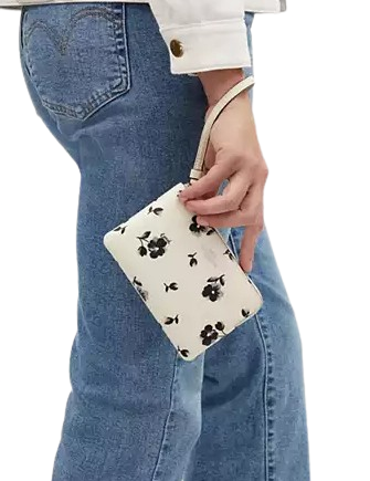 Coach Corner Zip Wristlet with Floral Print - Stylish Crossbody Bag for Women, Perfect for Everyday Use, Travel & Shopping