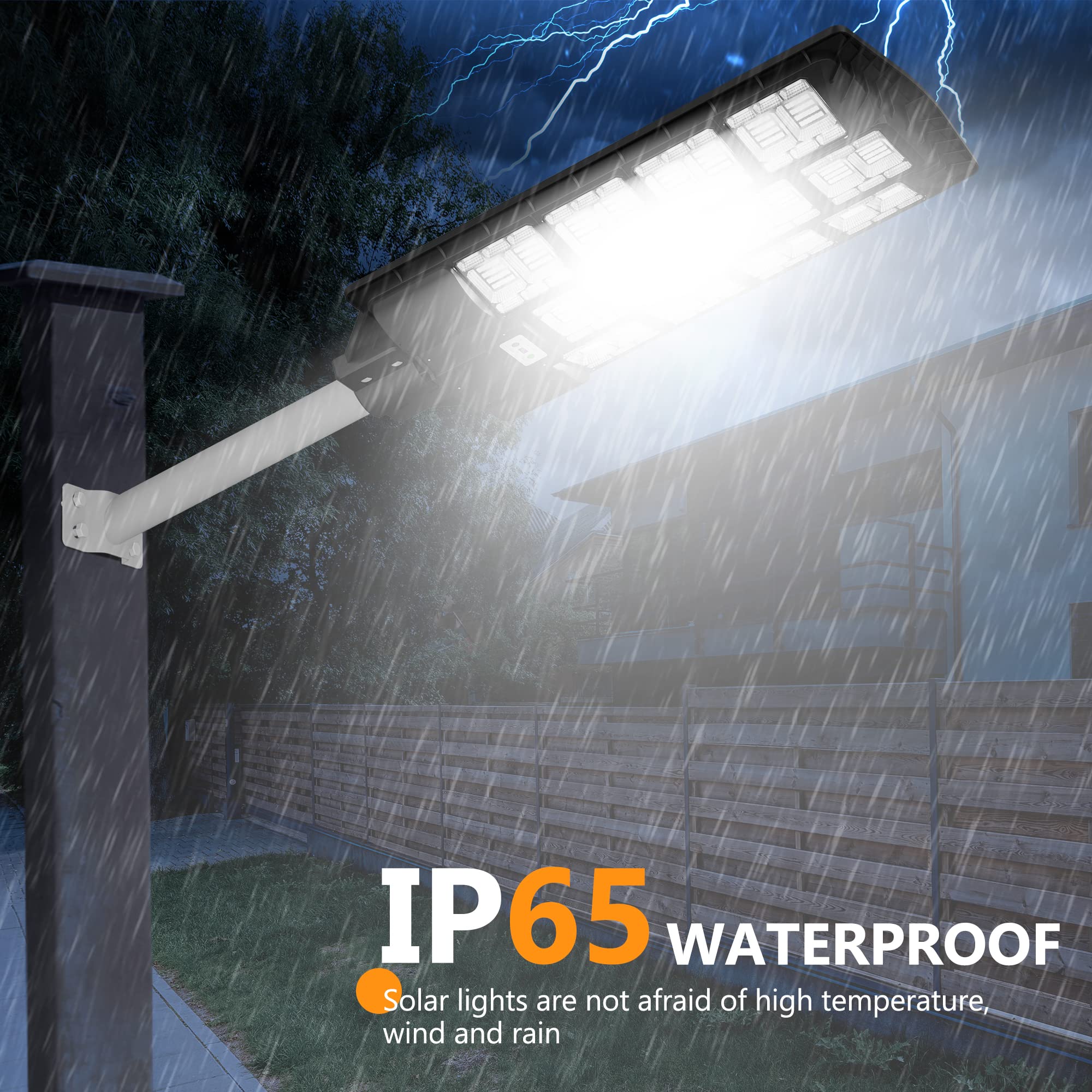 1200W Solar Street Lights Outdoor Waterproof - 100,000LM LED Solar Powered Street Light with Motion Sensor & Remote Control - Dusk to Dawn Auto On/Off - Perfect for Parking Lots, Yards, Gardens, Fields, Pathways and Driveway Lighting