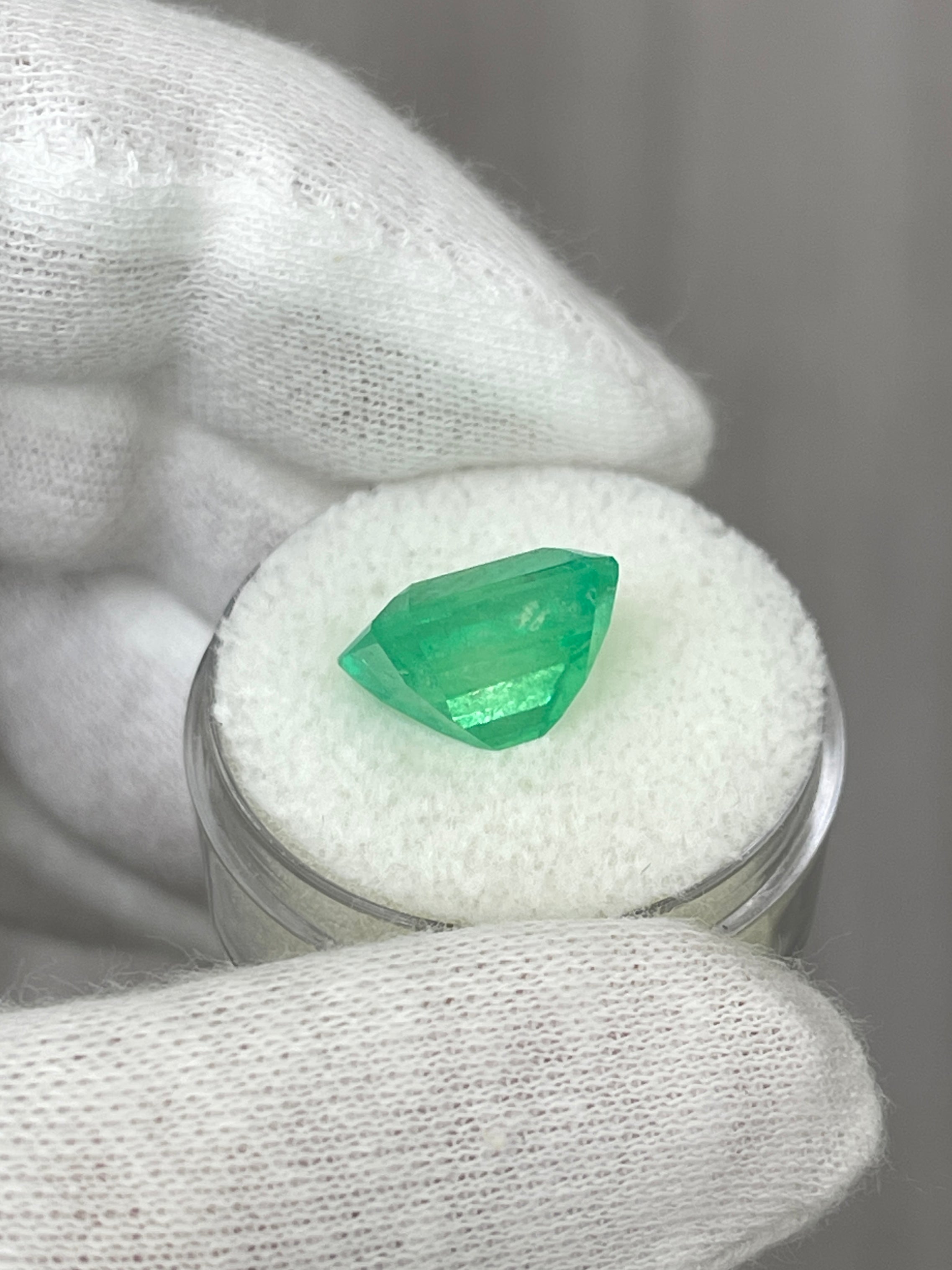 6.50 Carat 12x11mm Yellowish Green Natural Loose Colombian Emerald Gemstone - Asscher Cut for Jewelry Making, Engagement Rings & Collector's Pieces