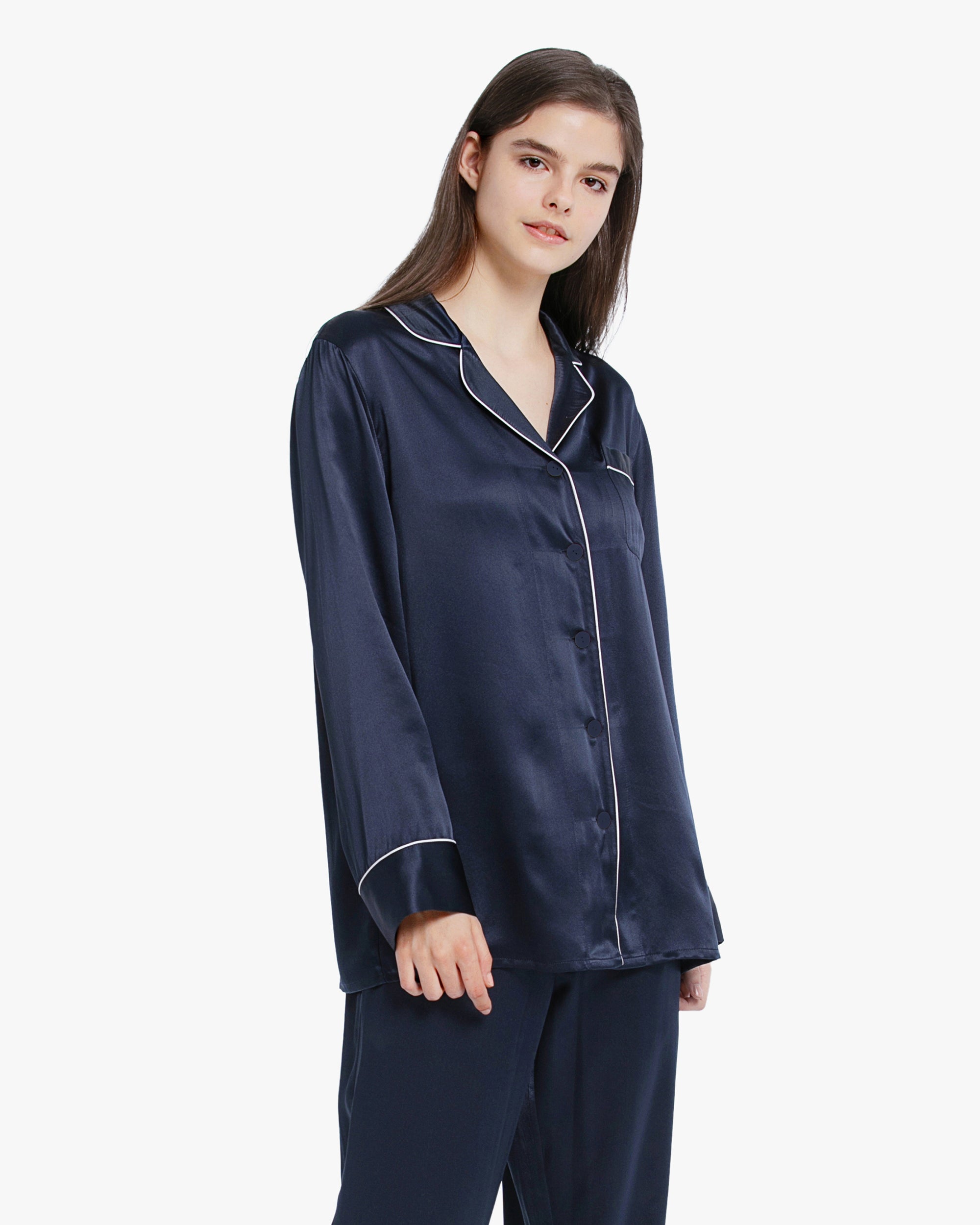 Women's Silk Pajama Set with Piping - Soft Luxury Sleepwear for Comfortable Nights | Perfect for Relaxing at Home, Spa Days & Gift Giving