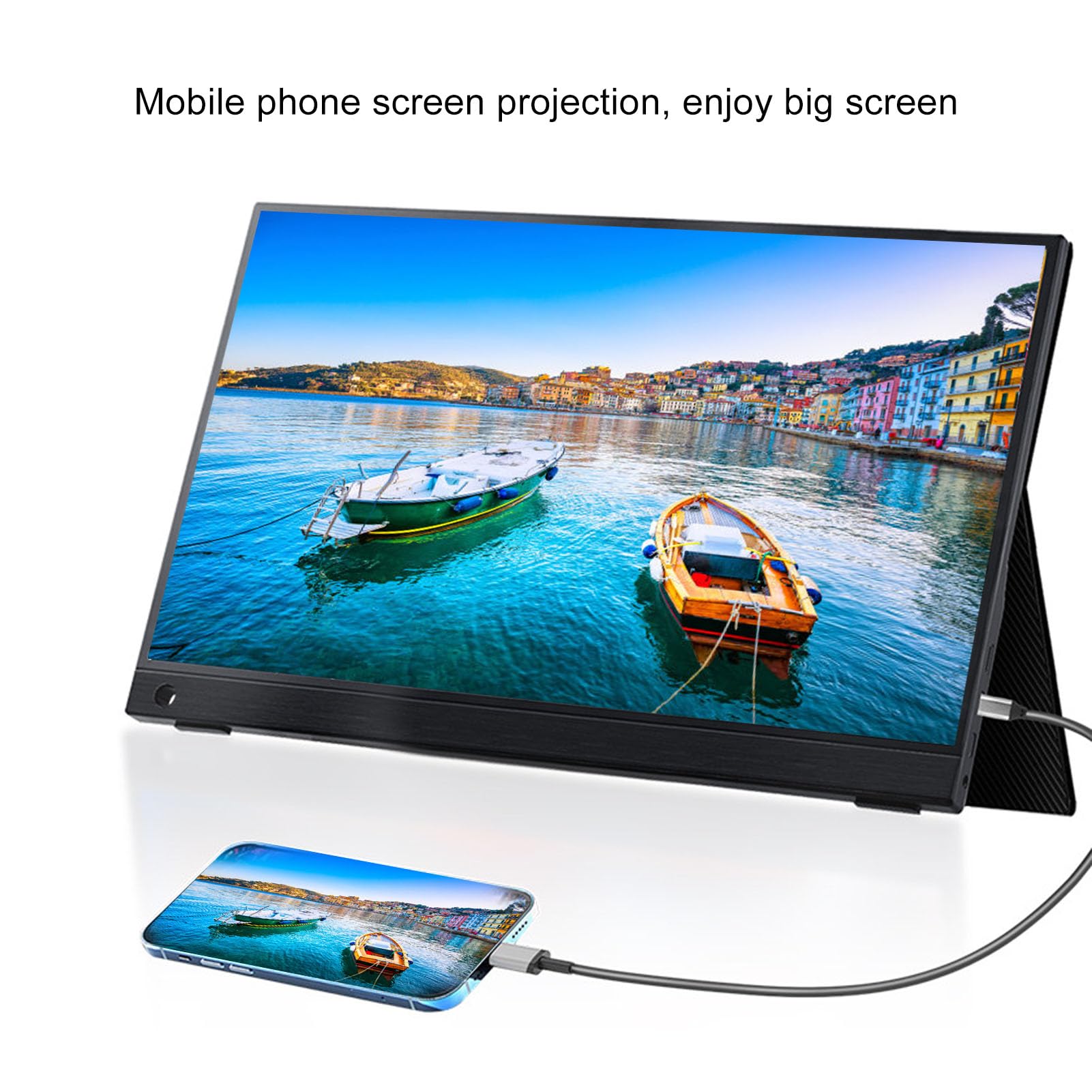16in Portable Monitor IPS Display 1920x1200 Ultra Thin HDR - USB C HDMI External Screen for Laptop, Phone, Gaming, Office Work | Wide Compatibility, 3ms Response Time, Mirror Screen Projection | Perfect for Travel, Business Presentations & Mobile Gaming