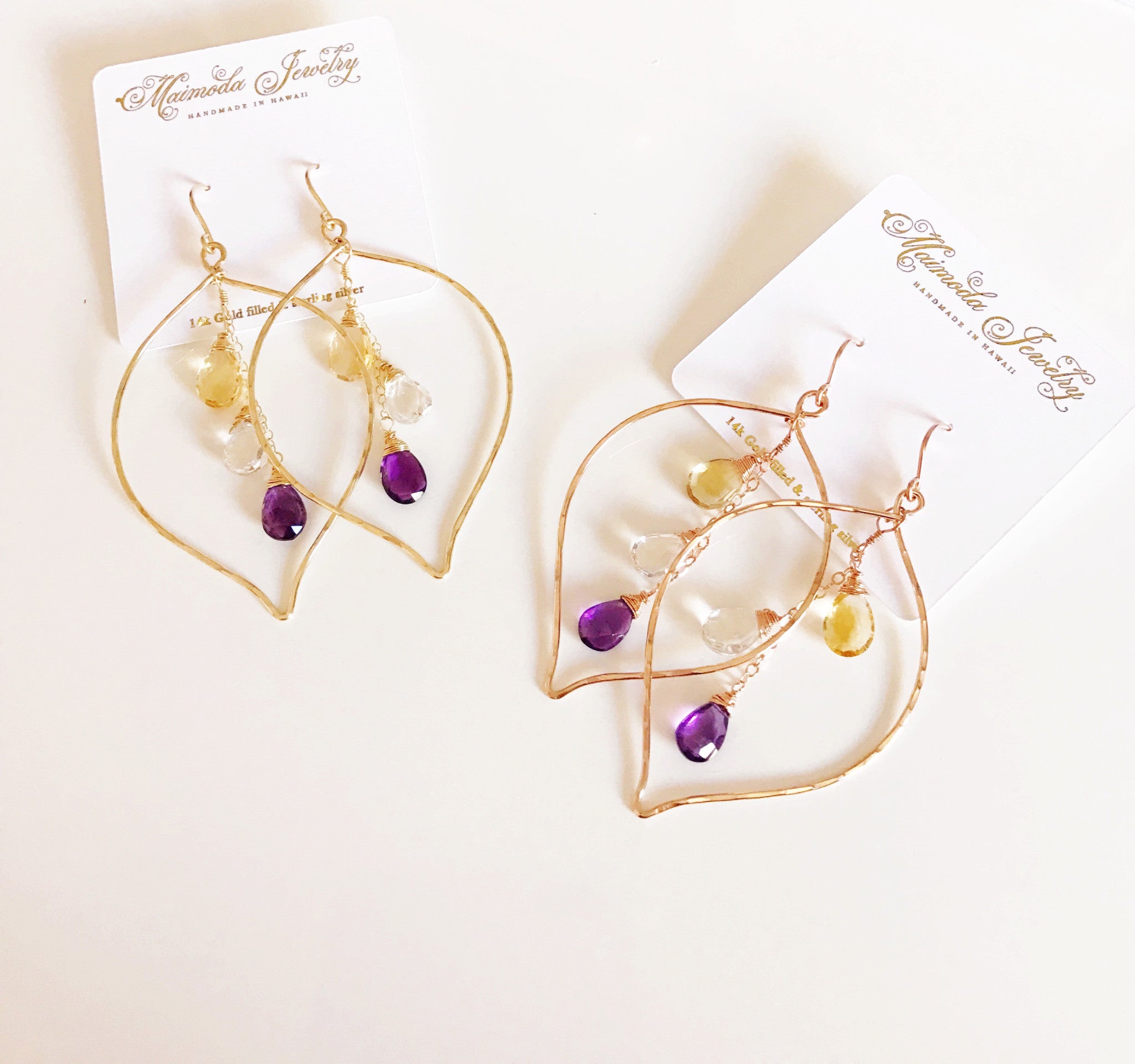 Yuri Earrings - Elegant Amethyst, Crystal Quartz & Citrine Gemstone Jewelry (E103) | Perfect for Weddings, Parties & Everyday Wear