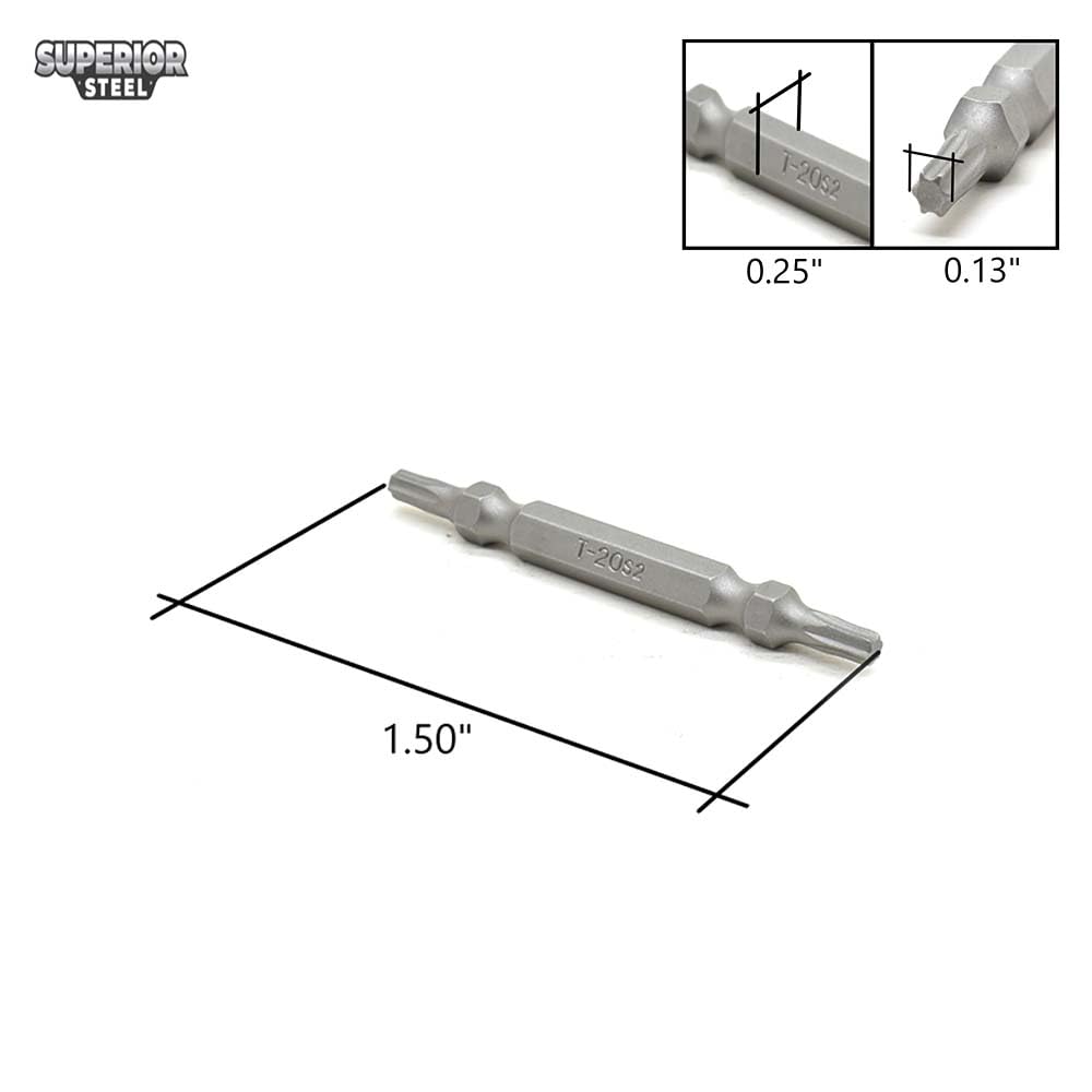 BT20D-10PK T20 Torx Double End Screwdriver Bits Set - 1.5 Inch Long - 10 Pack for Precision Screwdriving | Ideal for Electronics Repair, Furniture Assembly & Automotive Maintenance